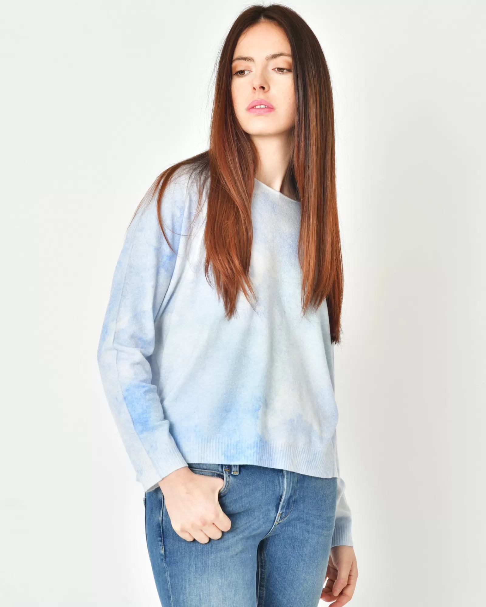 La Piscine Paris Pull en viscose et laine à imprimé Hira Bleu Cheap