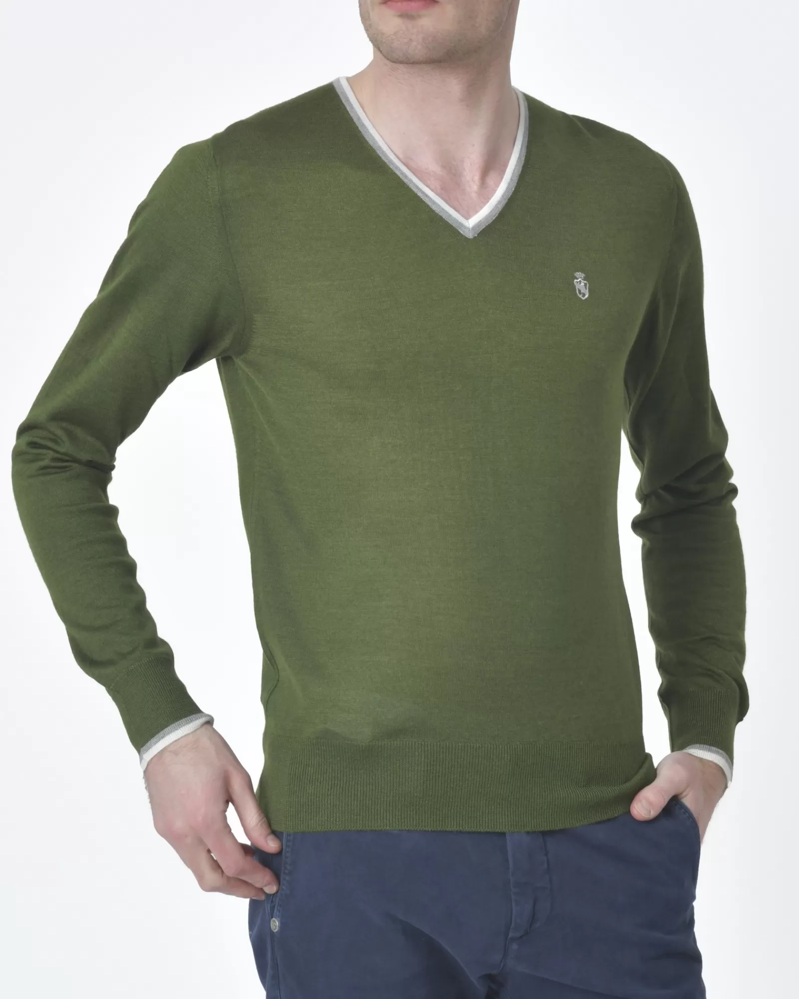 La Piscine Paris Pull maille vert Fausto Reali Vannucci Kaki Cheap