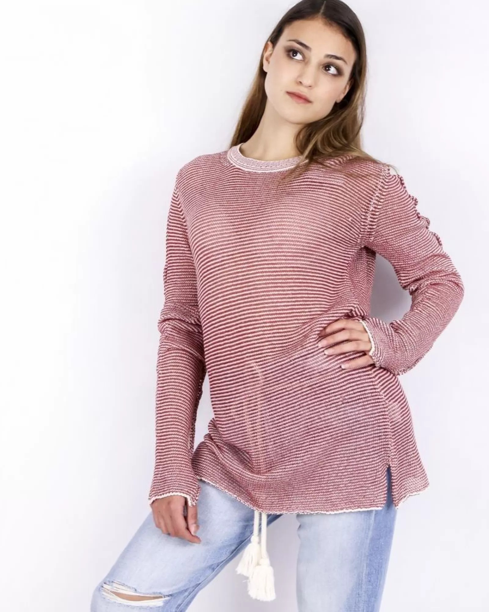 La Piscine Paris Pull oversize en coton rayé rouge Lost & Found Bordeaux Best