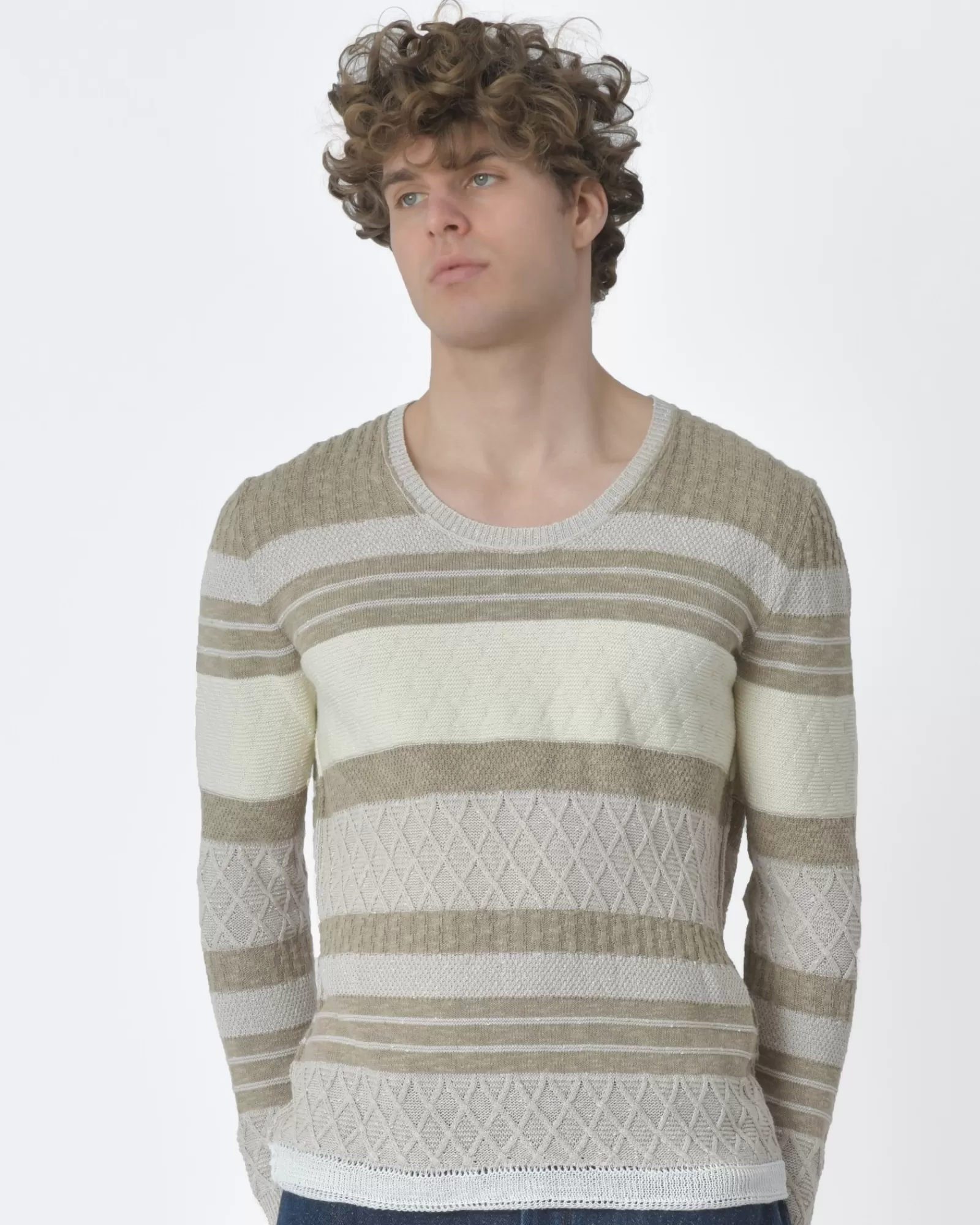 La Piscine Paris Pull rayé maille Gabriele Pasini Beige Hot