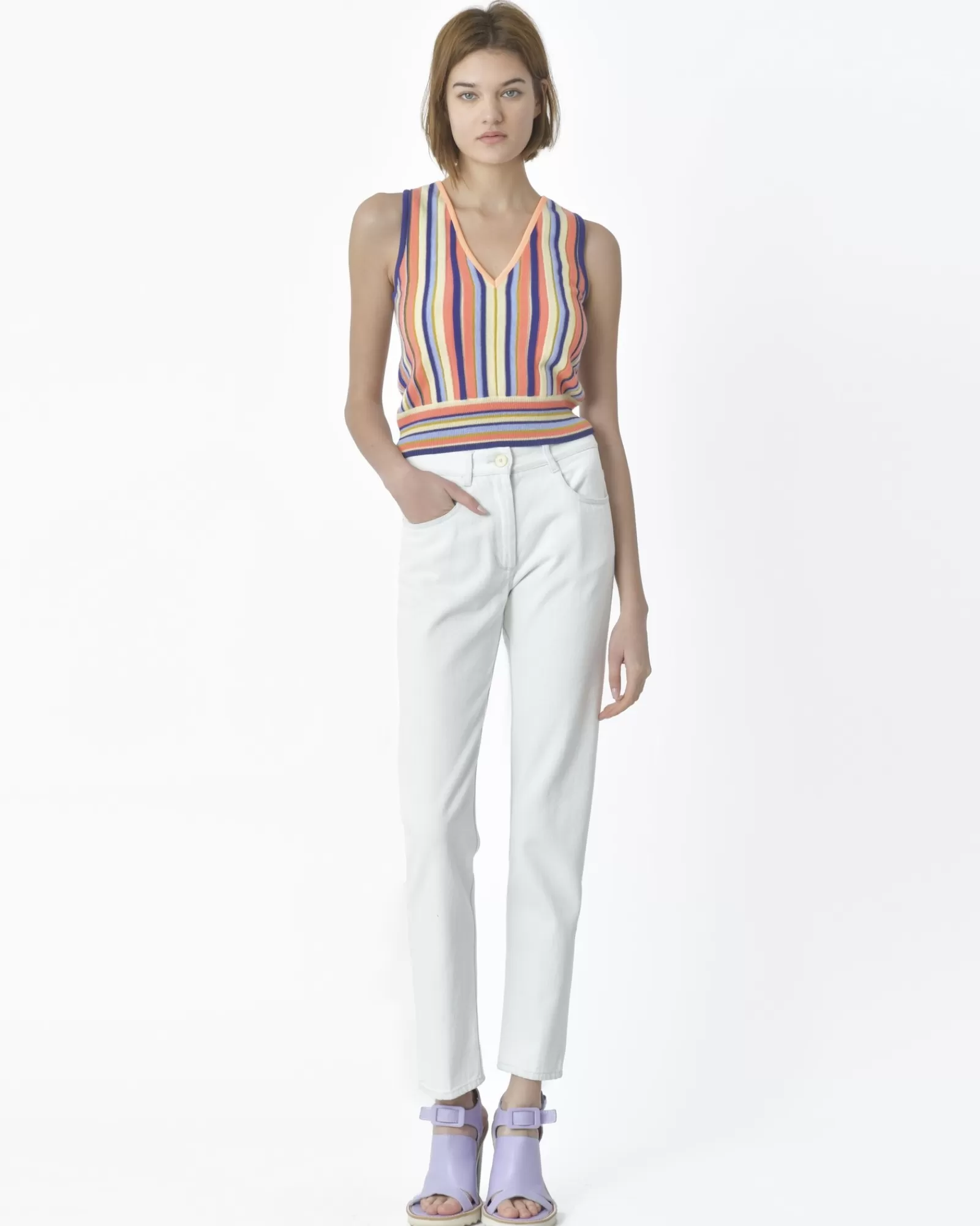 La Piscine Paris Pull sans manche maille rayé Forte Forte Multicolore Store