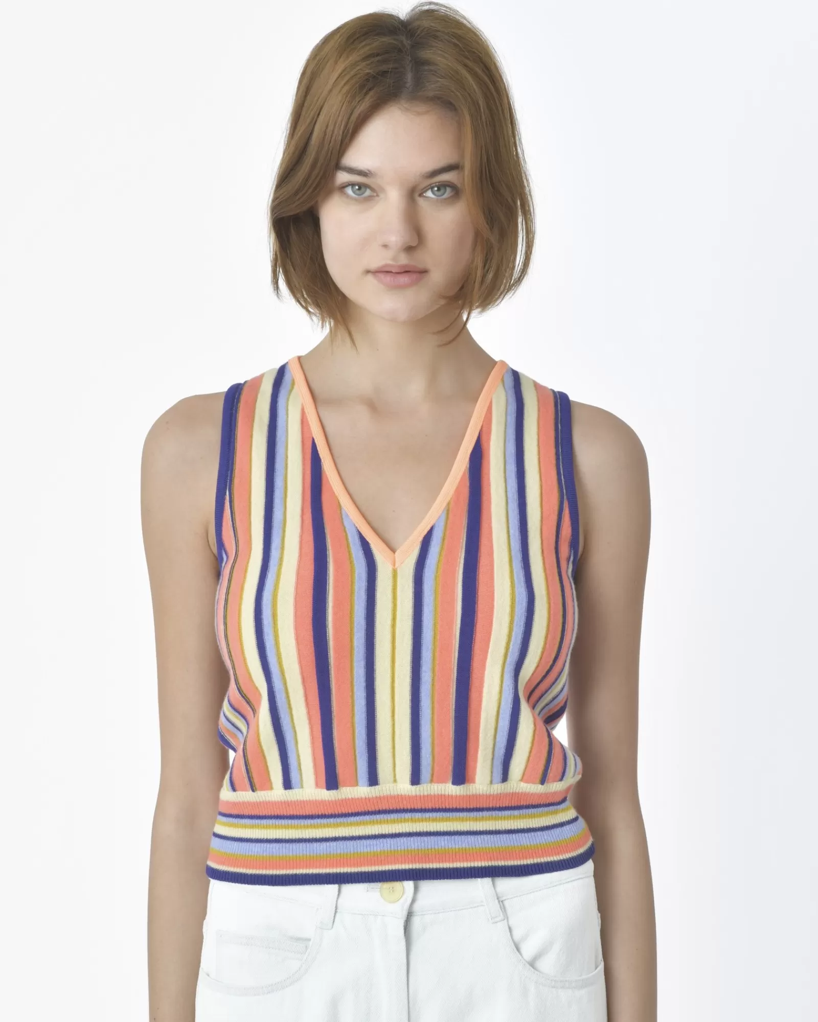 La Piscine Paris Pull sans manche maille rayé Forte Forte Multicolore Store