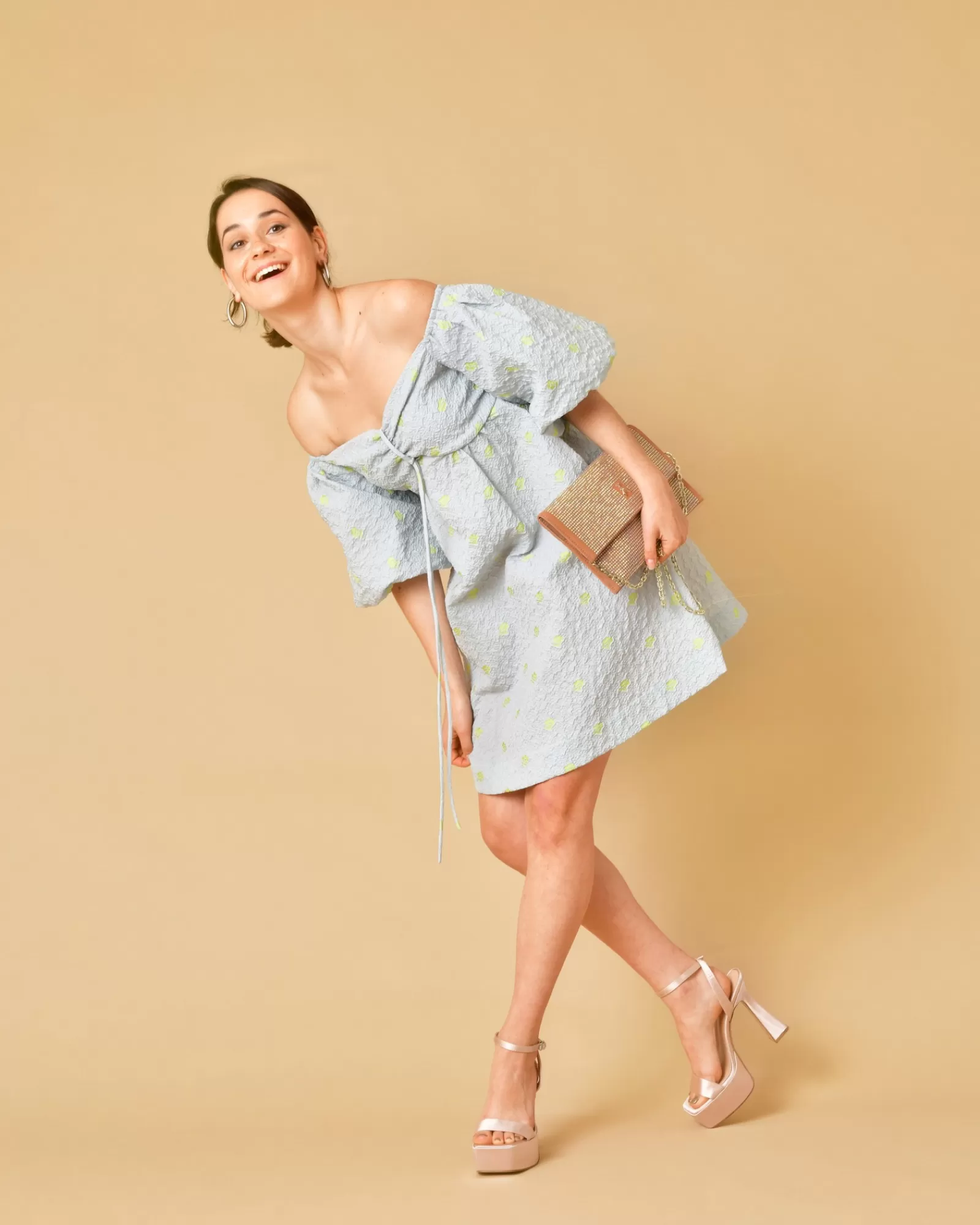 La Piscine Paris Robe à imprimé jacquard fleurs Béatrice B Bleu Clearance