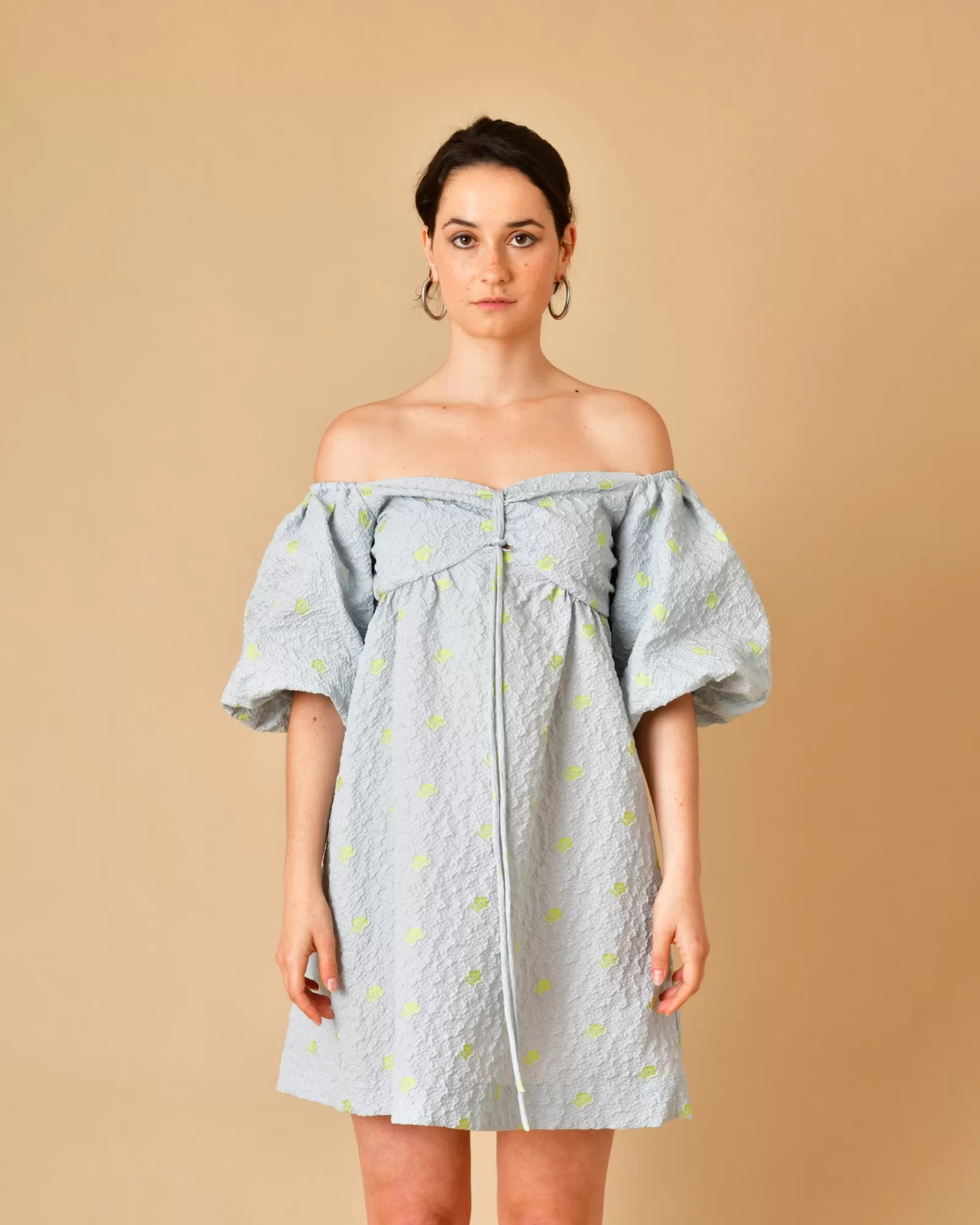 La Piscine Paris Robe à imprimé jacquard fleurs Béatrice B Bleu Clearance