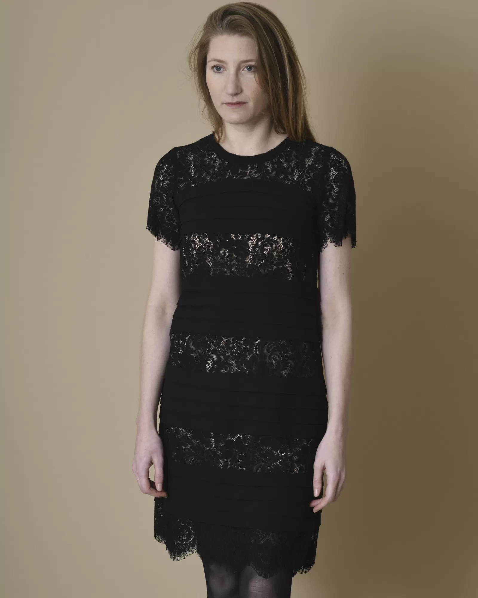 La Piscine Paris Robe à plis et dentelle Edward Achour Noir Cheap