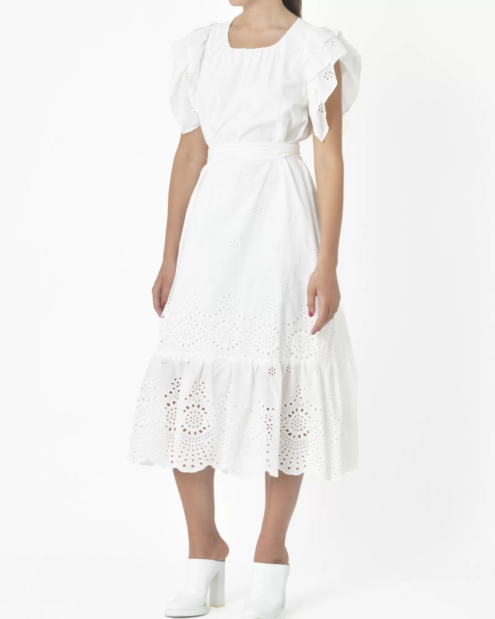 La Piscine Paris Robe à volants bohème Vicario cinque Blanc Best