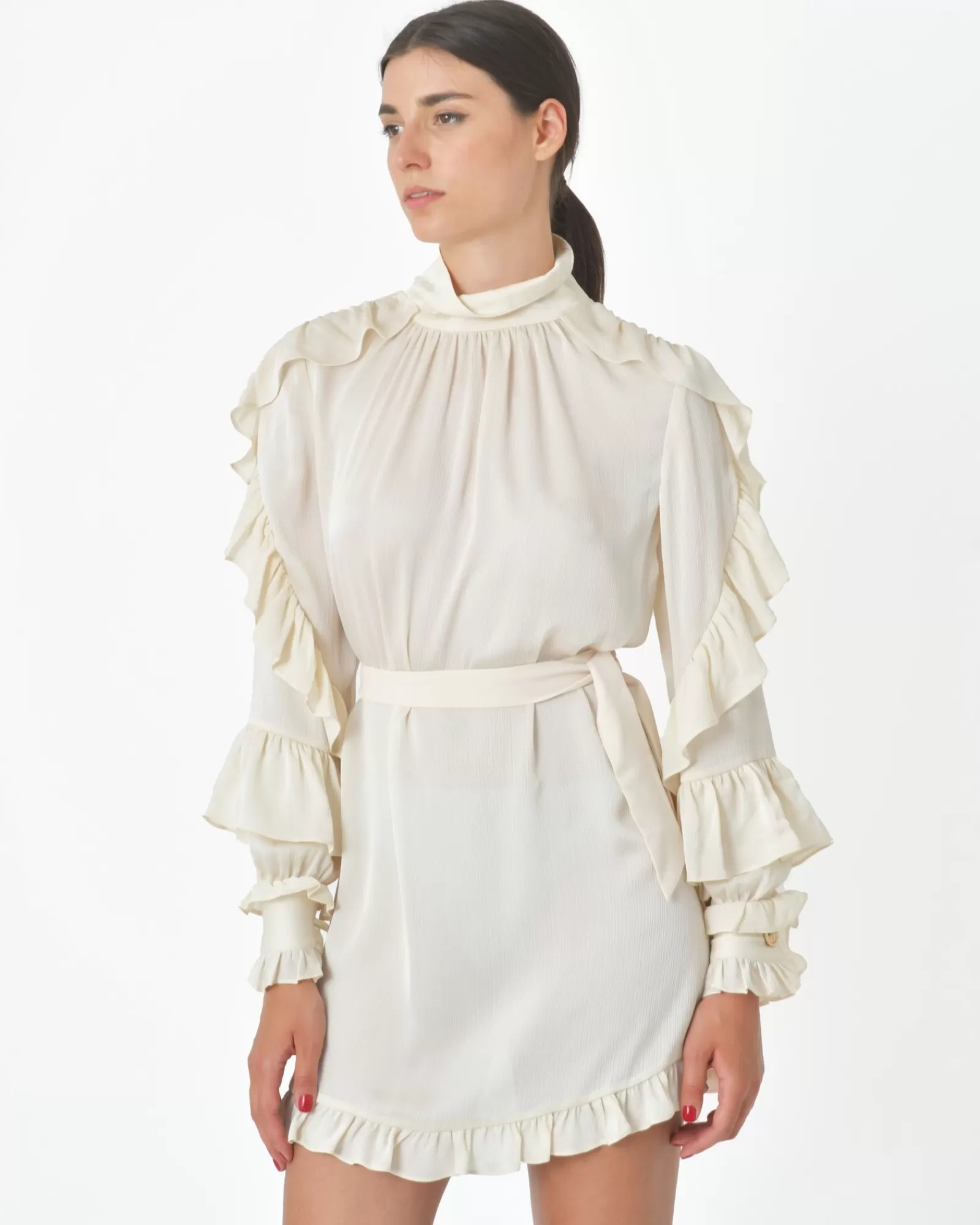 La Piscine Paris Robe à volants Edward Achour Beige Clearance