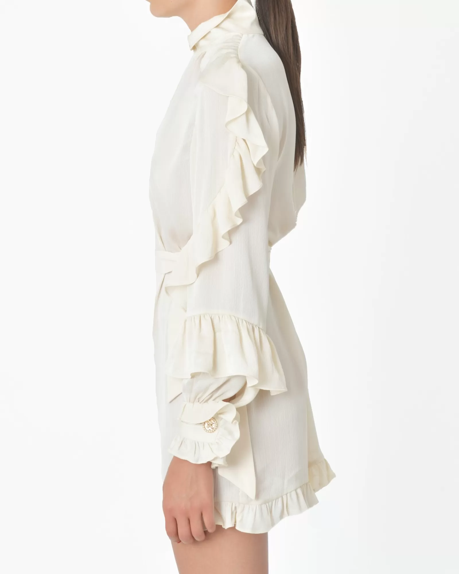 La Piscine Paris Robe à volants Edward Achour Beige Clearance