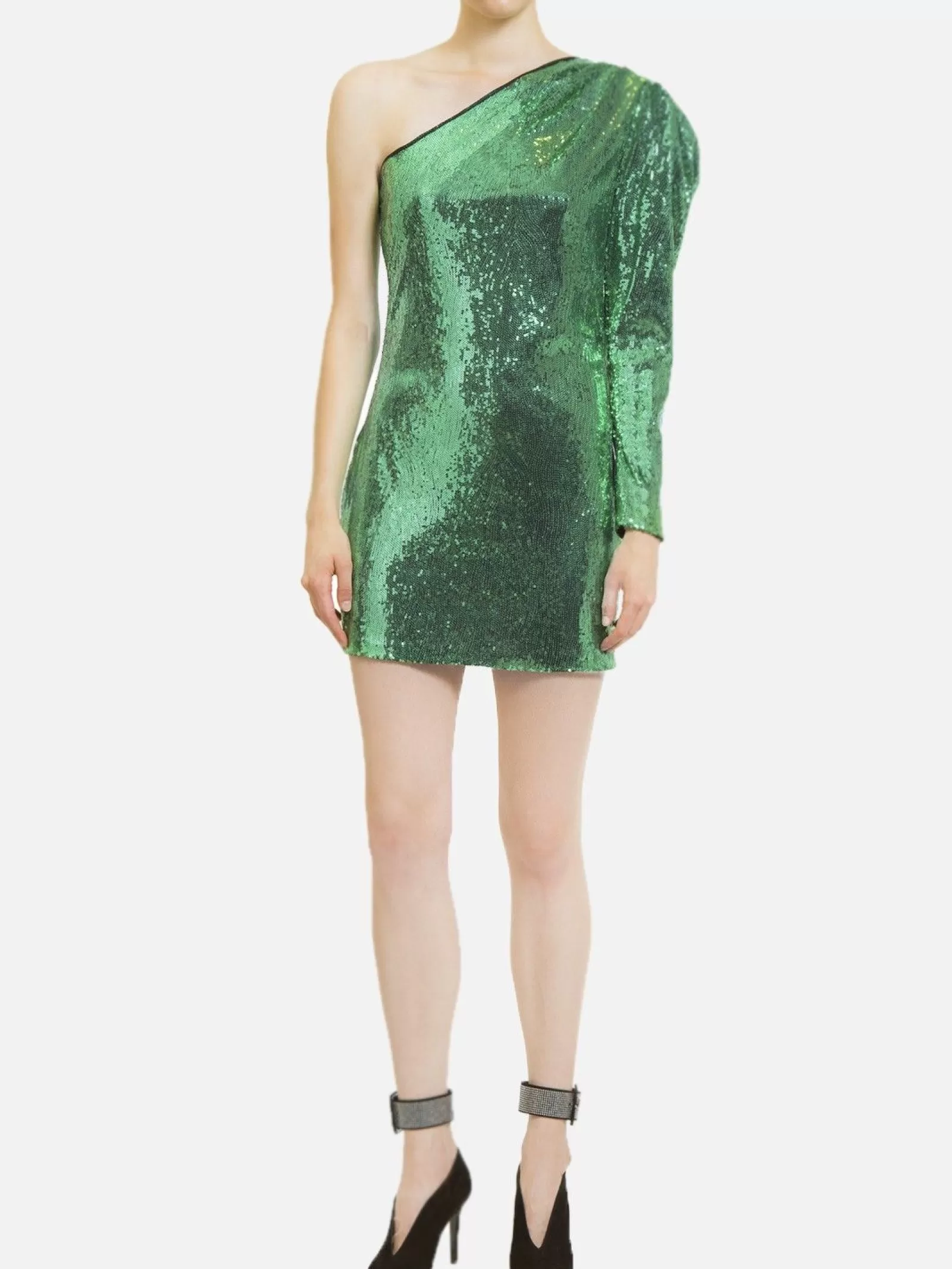 La Piscine Paris Robe asymétrique à sequins Vert Best Sale