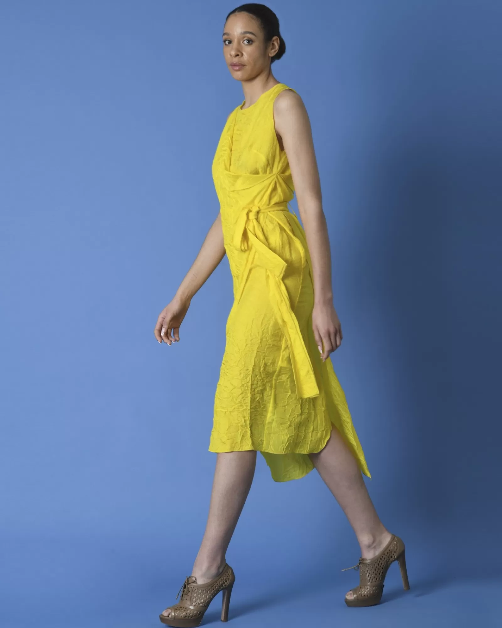 La Piscine Paris Robe asymétrique en soie Ter Et Bantine Jaune Best Sale