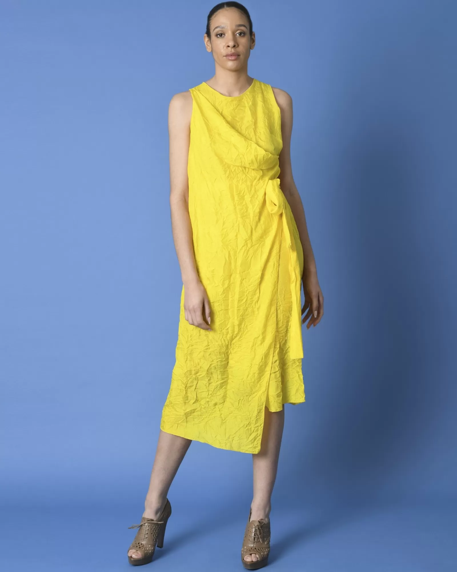 La Piscine Paris Robe asymétrique en soie Ter Et Bantine Jaune Best Sale