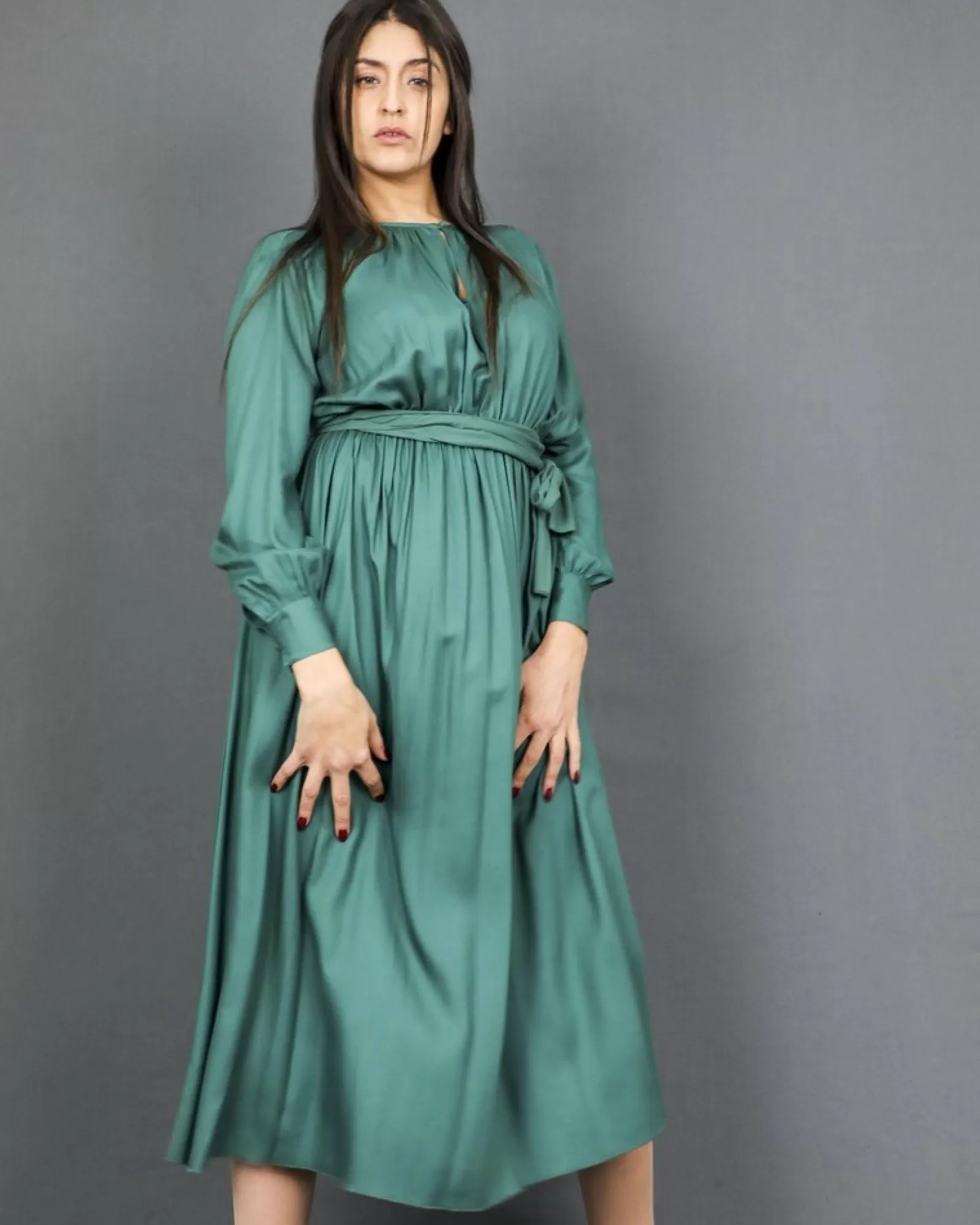 La Piscine Paris Robe avec col en trou de serrure Pomandère Vert Best