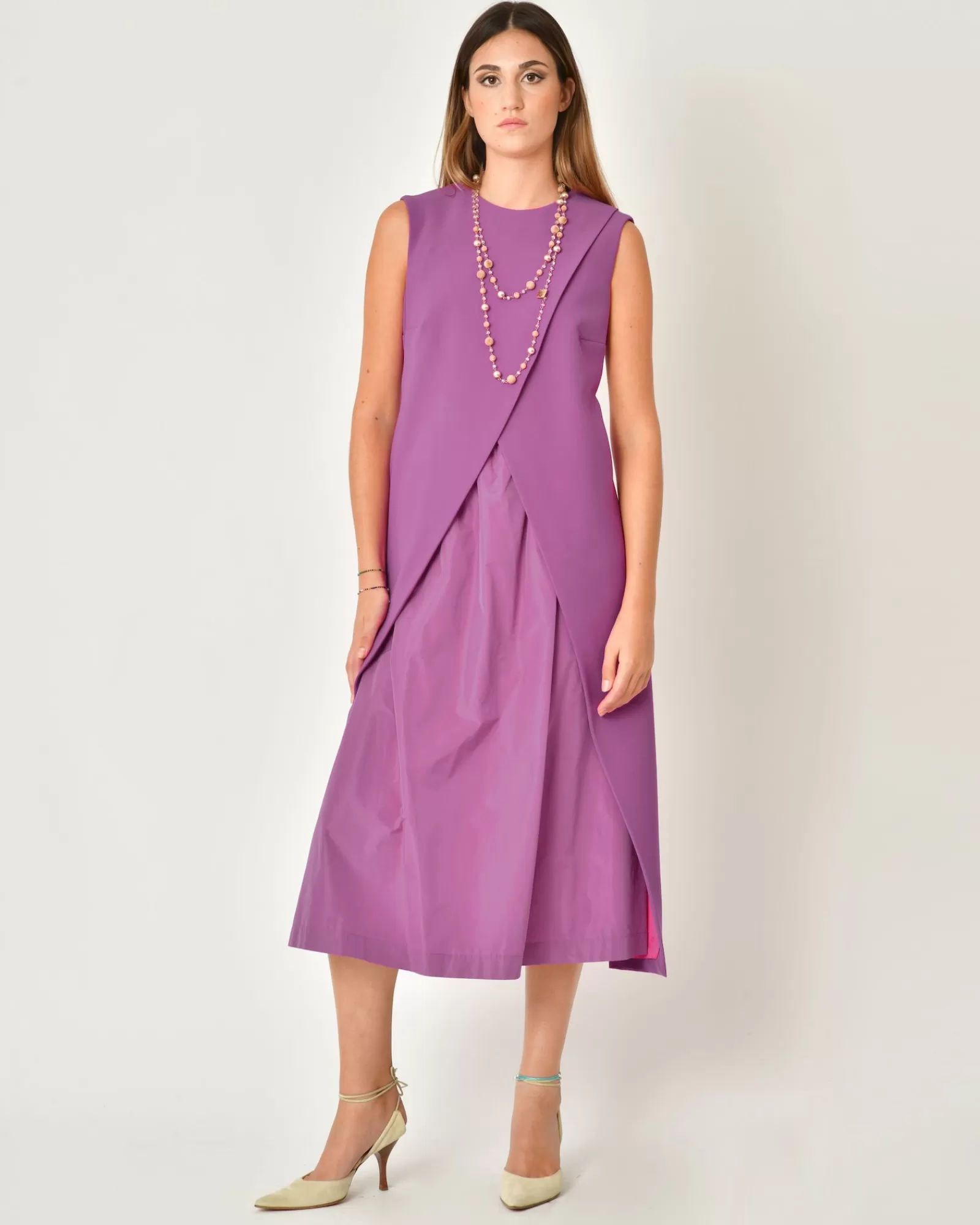 La Piscine Paris Robe bi-matière avec jupe plissée Malloni Violet Shop