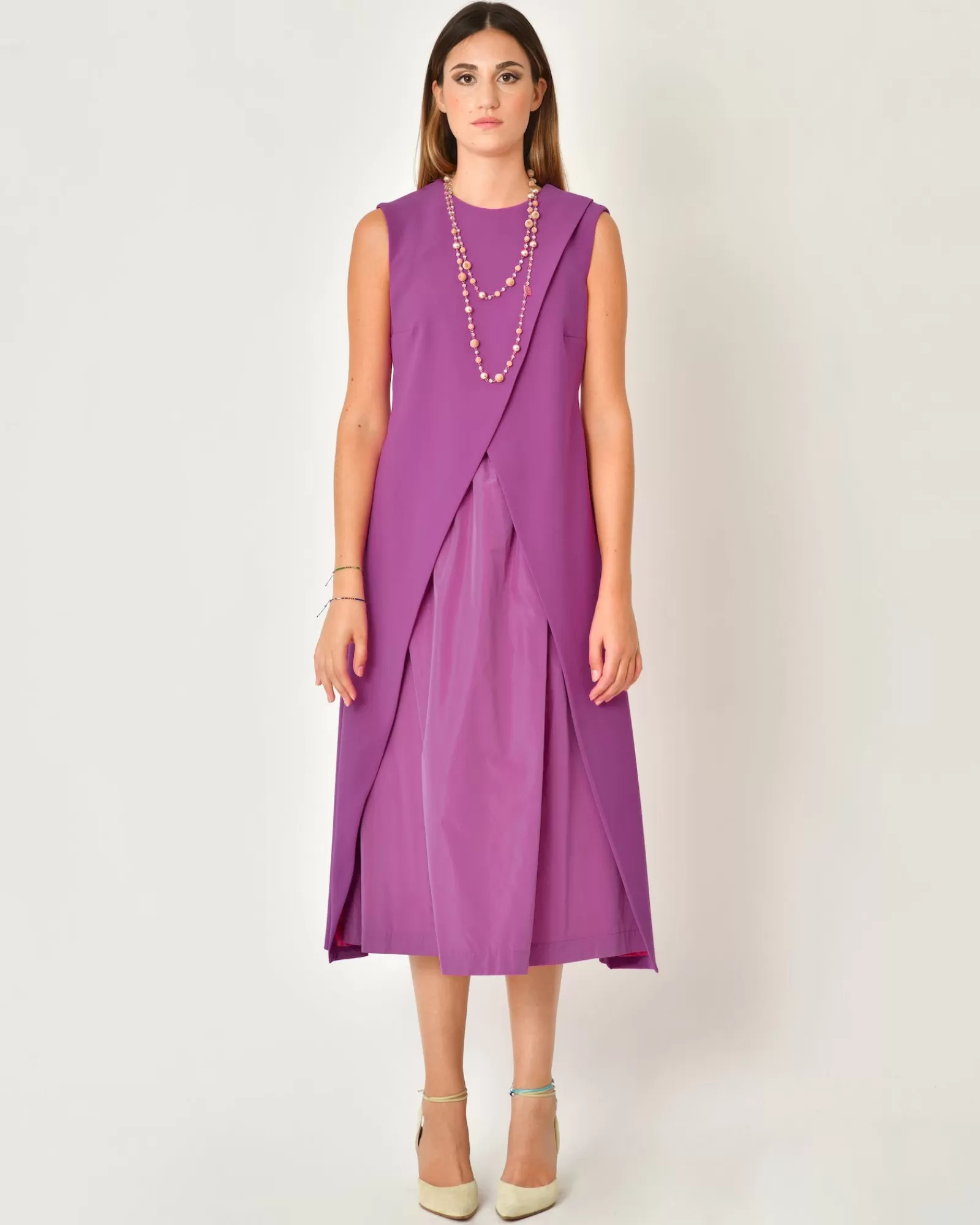 La Piscine Paris Robe bi-matière avec jupe plissée Malloni Violet Shop