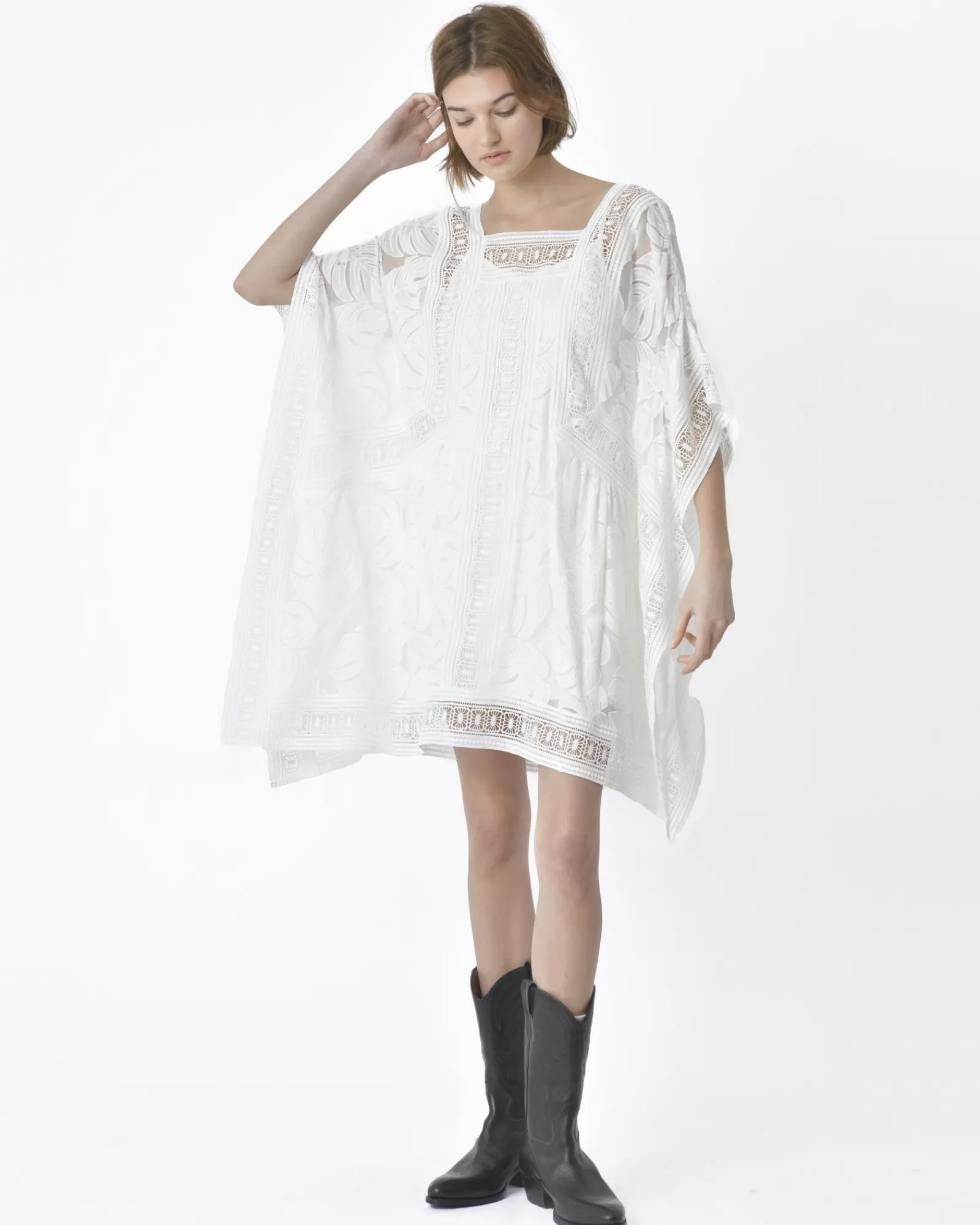 La Piscine Paris Robe he dentelle doublée sans manche Edward Achour Blanc Shop