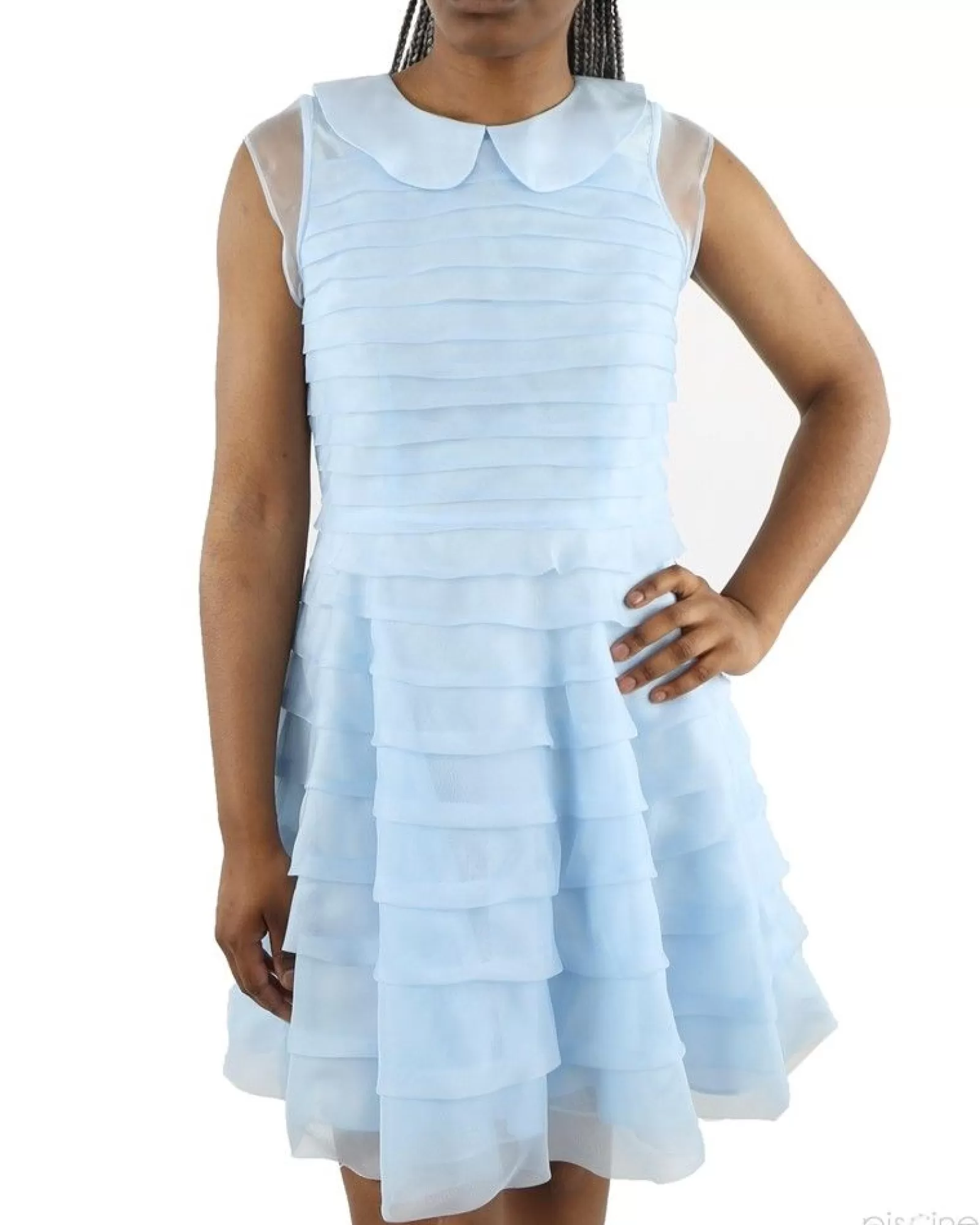 La Piscine Paris Robe bleue à volant Edward Achour Bleuclair Fashion