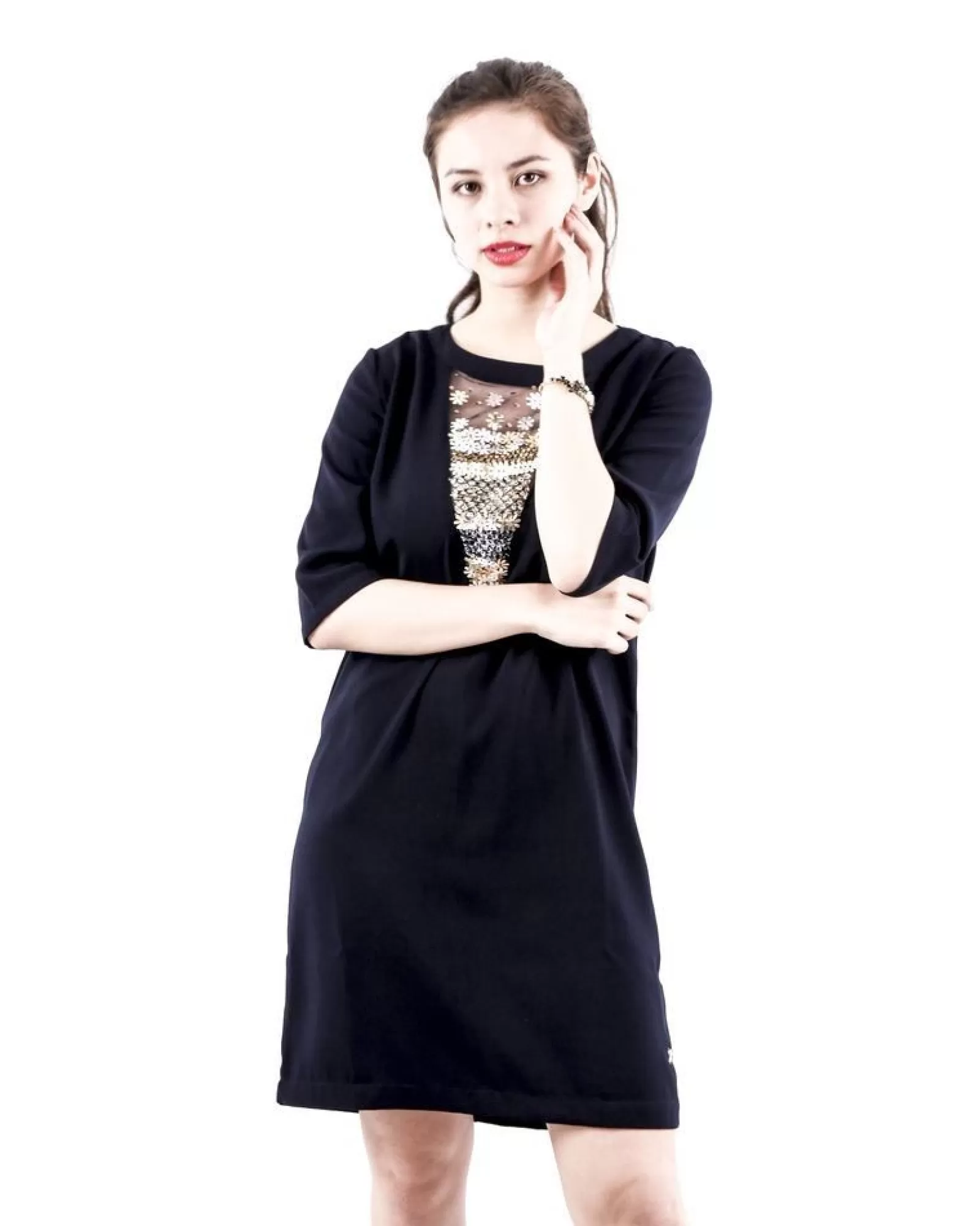 La Piscine Paris Robe e a col brodé SVNTY Bleu Shop
