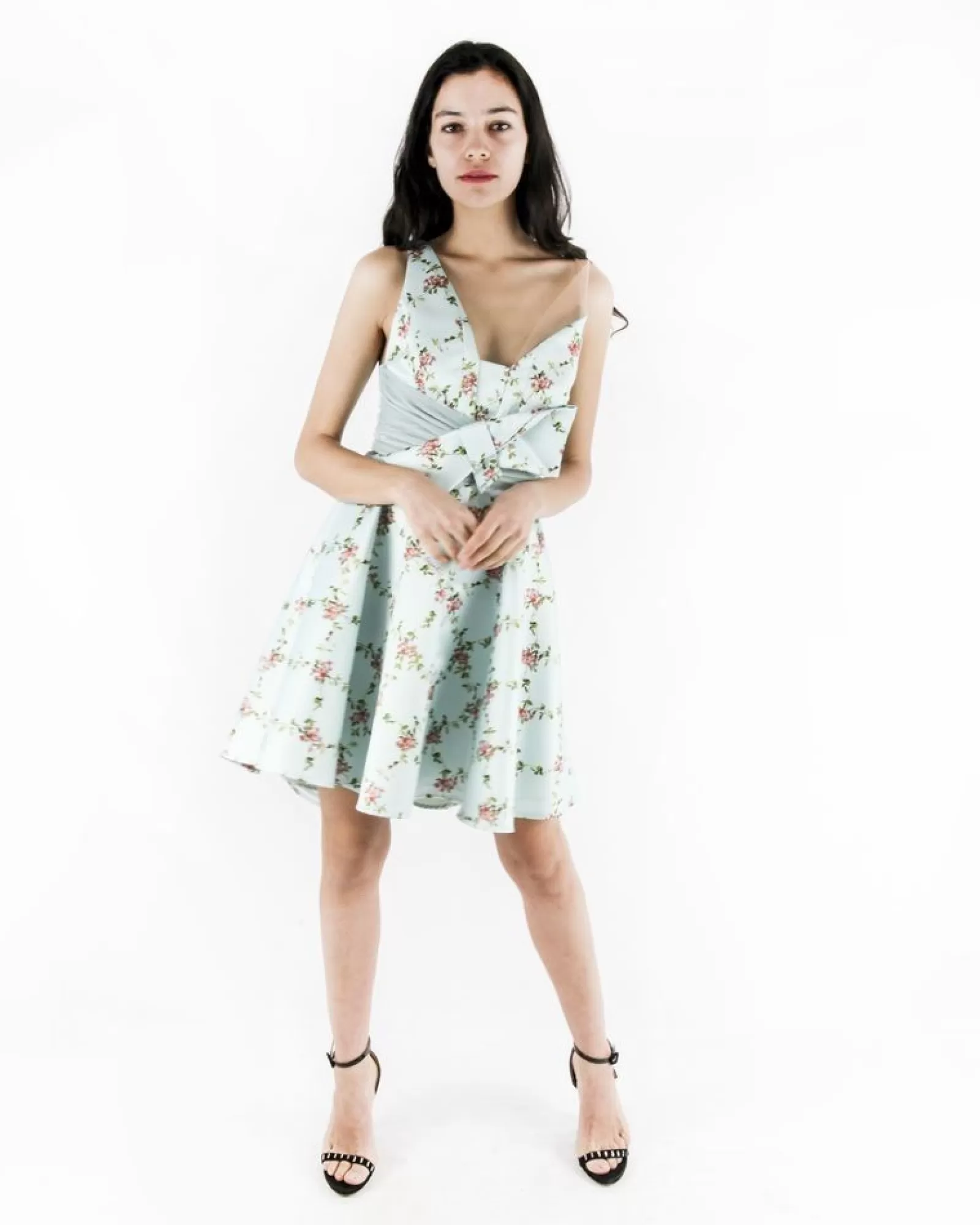 La Piscine Paris Robe boule à imprimés floraux et à gros noeud Elisabetta Franchi Bleu Cheap