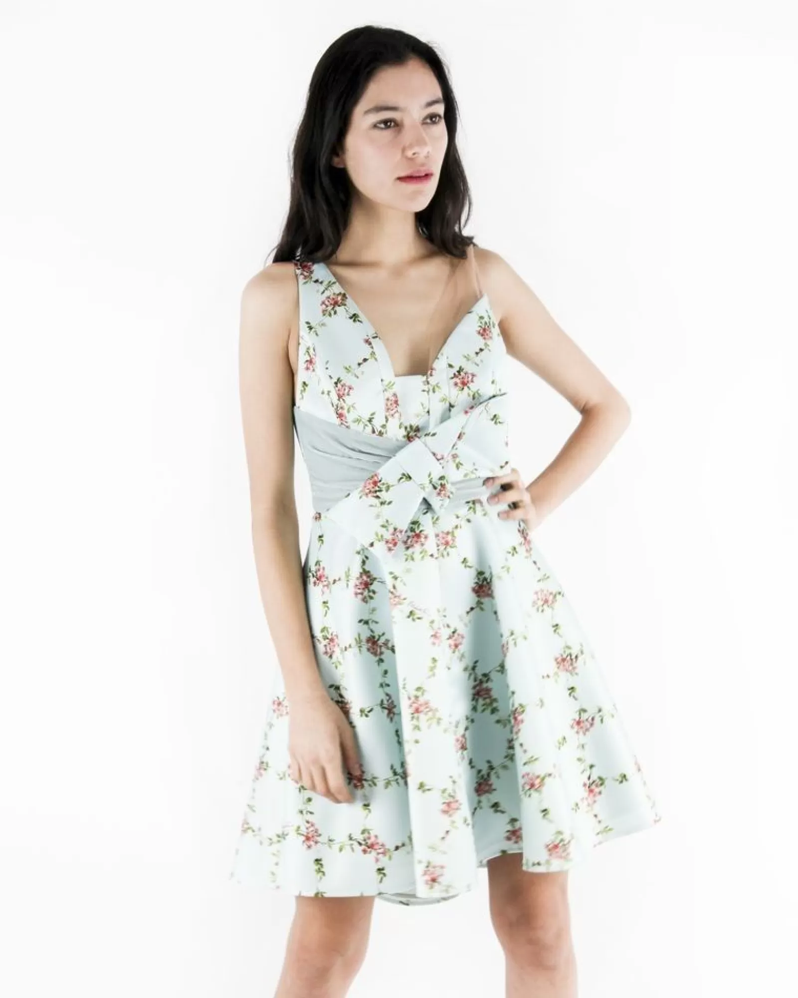 La Piscine Paris Robe boule à imprimés floraux et à gros noeud Elisabetta Franchi Bleu Cheap