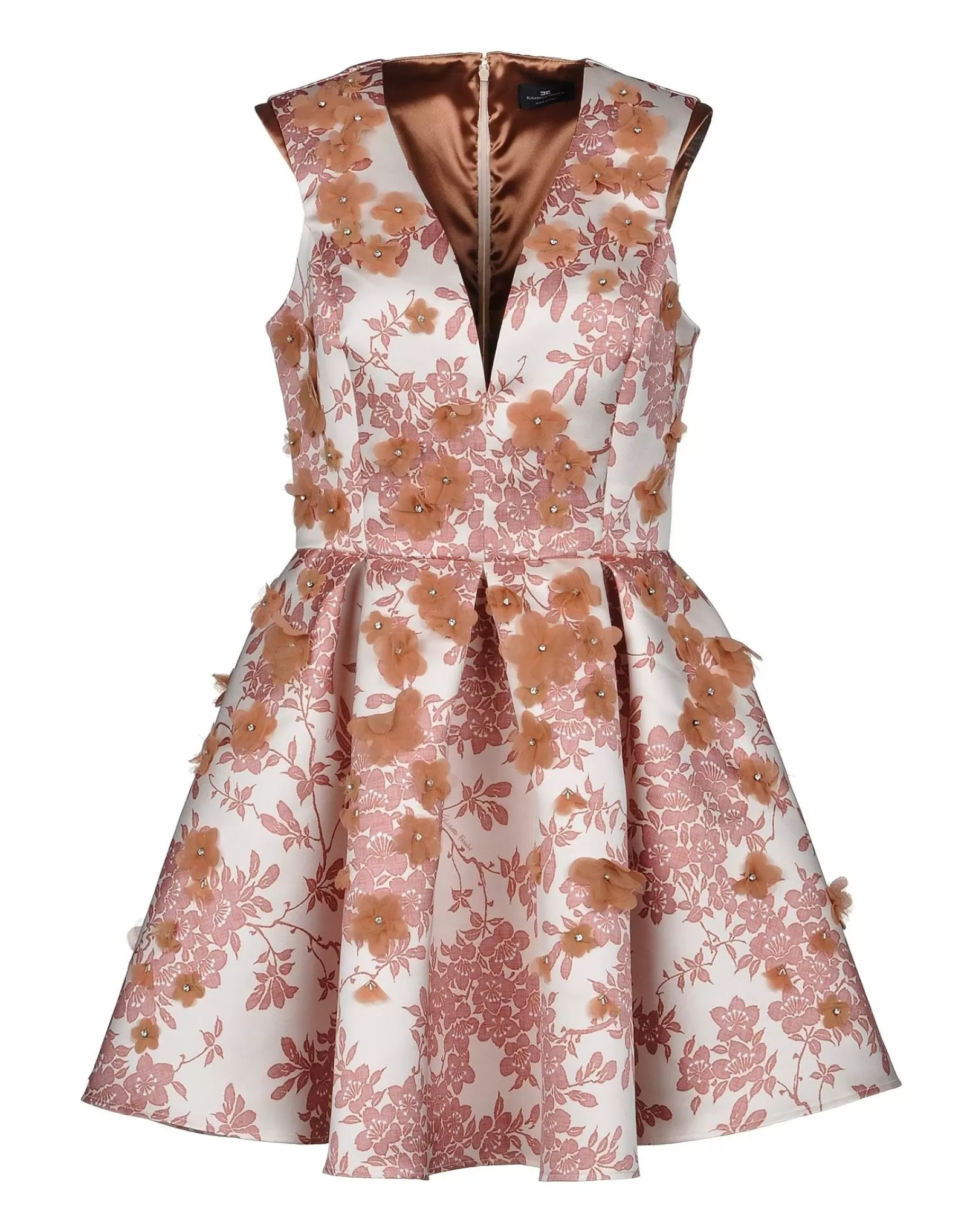 La Piscine Paris Robe boule à broderie floral Elisabetta Franchi Beige Flash Sale