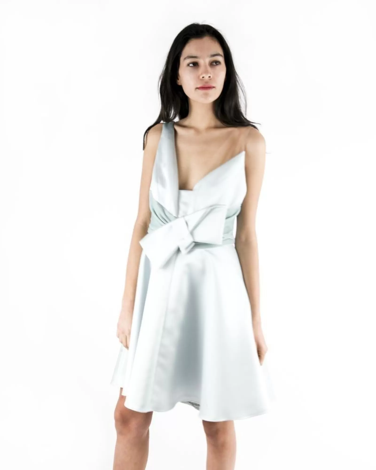 La Piscine Paris Robe boule bi-matières à gros noeud Elisabetta Franchi Bleu Discount