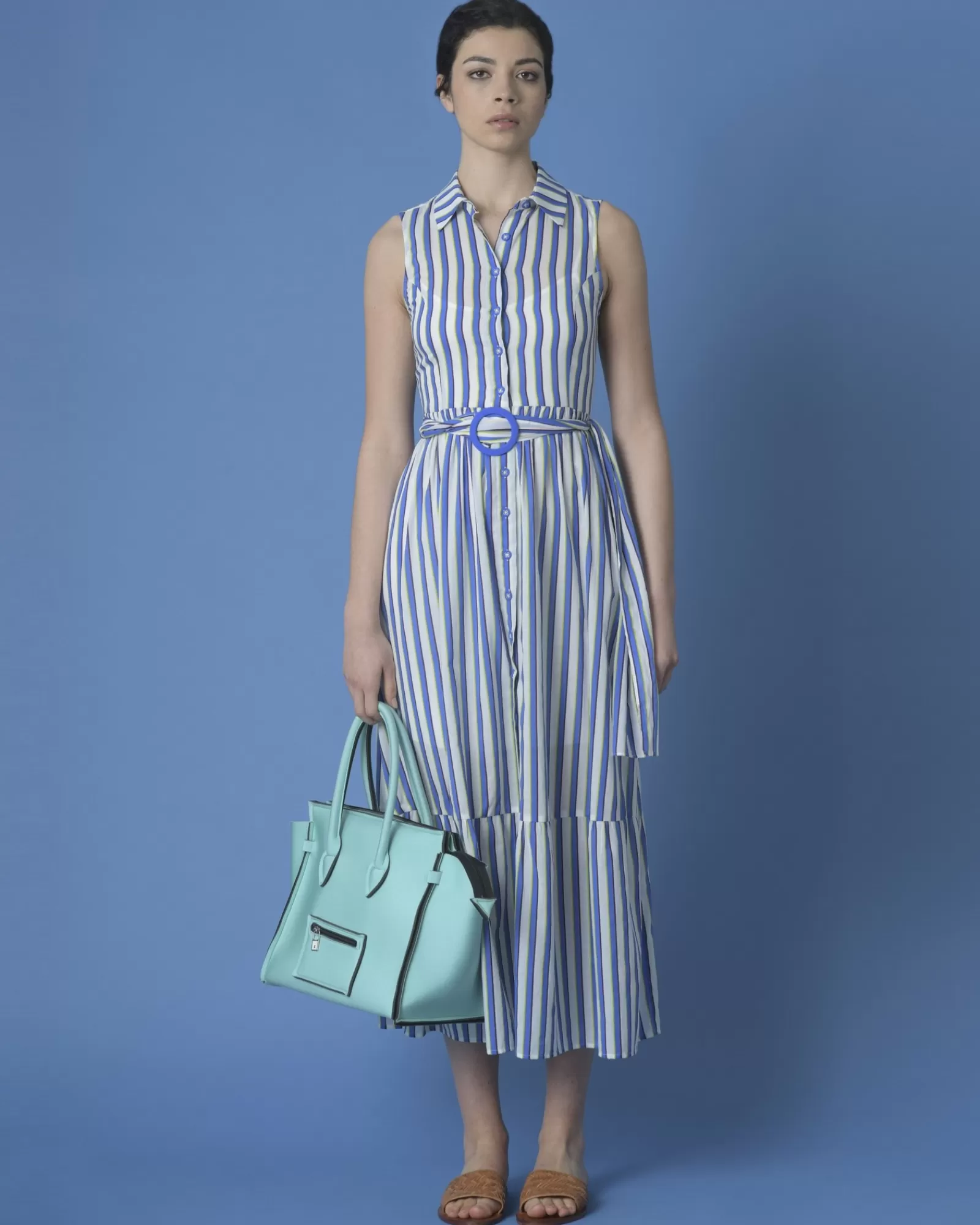 La Piscine Paris Robe chemise à rayures Nenette Bleu Cheap