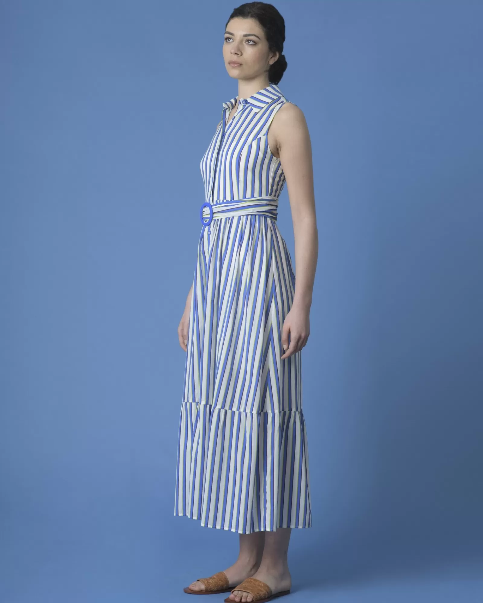 La Piscine Paris Robe chemise à rayures Nenette Bleu Cheap