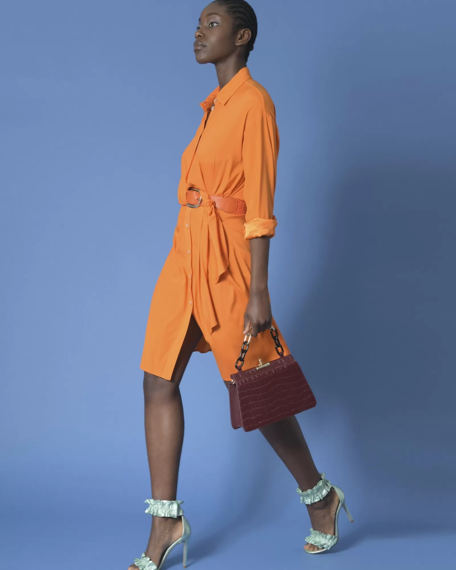 La Piscine Paris Robe chemise en soie P.A.R.O.S.H Orange Online