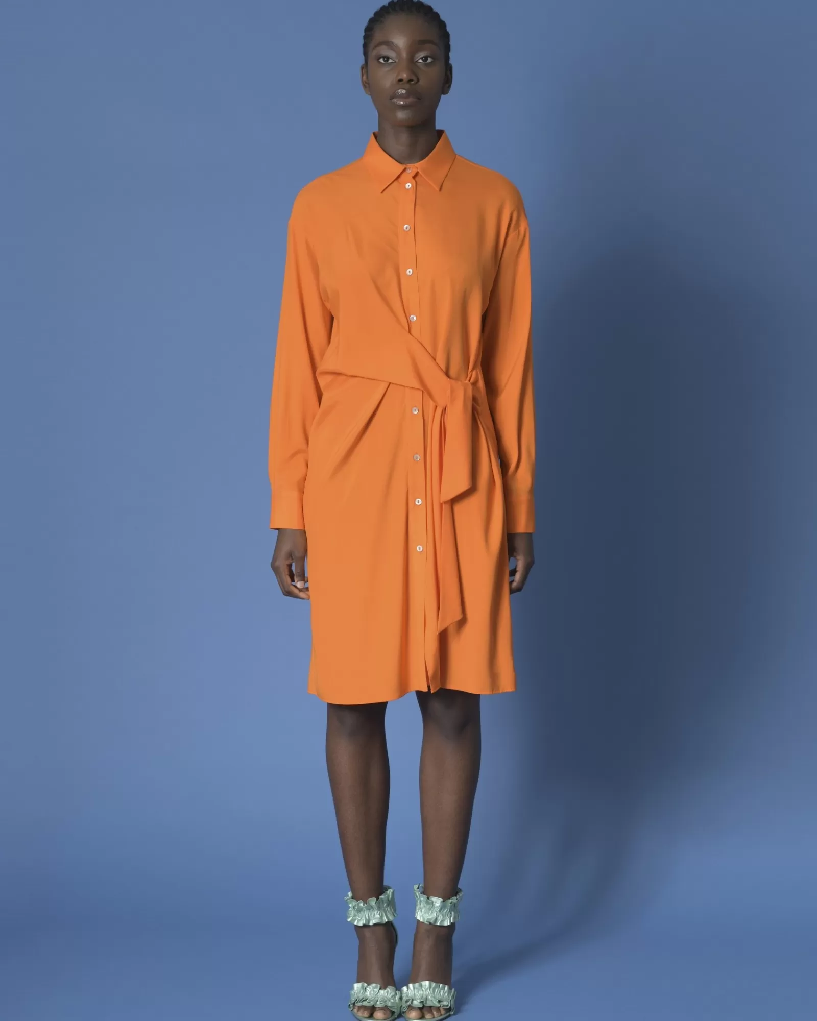 La Piscine Paris Robe chemise en soie P.A.R.O.S.H Orange Online