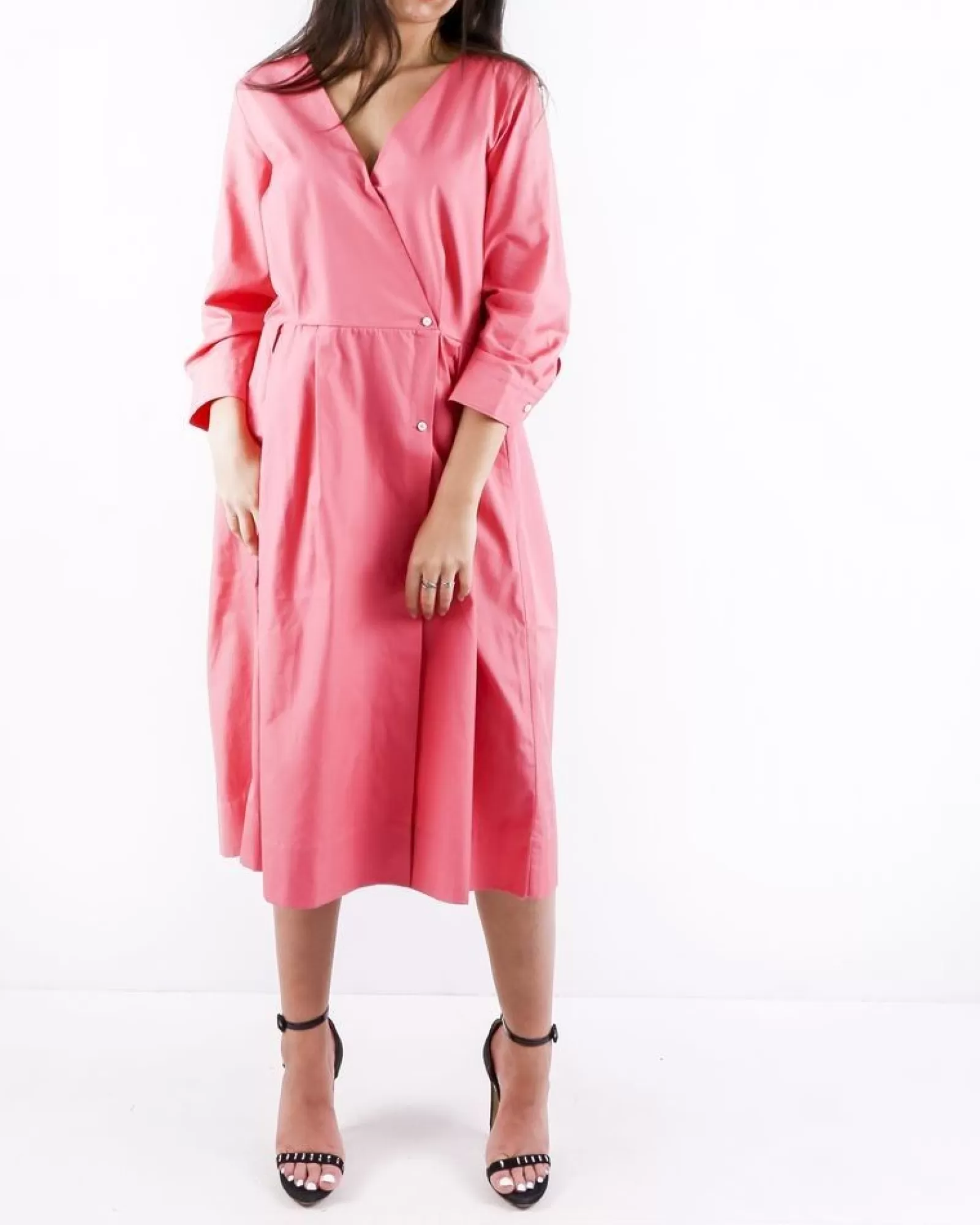 La Piscine Paris Robe chemise à détails plissés Sara Roka Rose Best Sale
