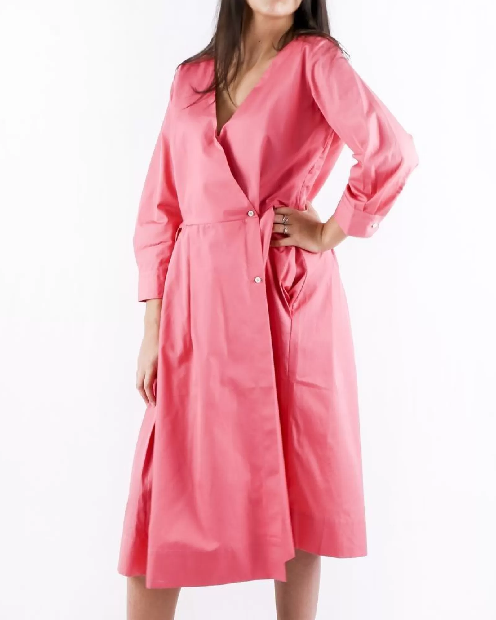 La Piscine Paris Robe chemise à détails plissés Sara Roka Rose Best Sale