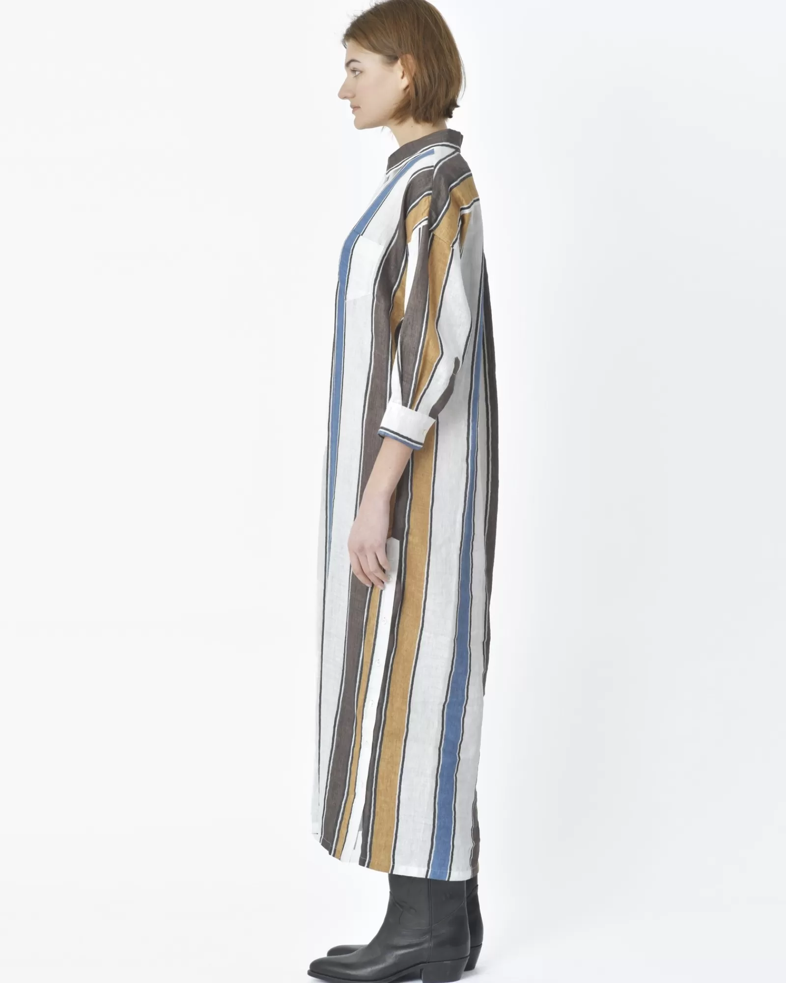 La Piscine Paris Robe chemisier à rayures Sara Roka Blanc Store