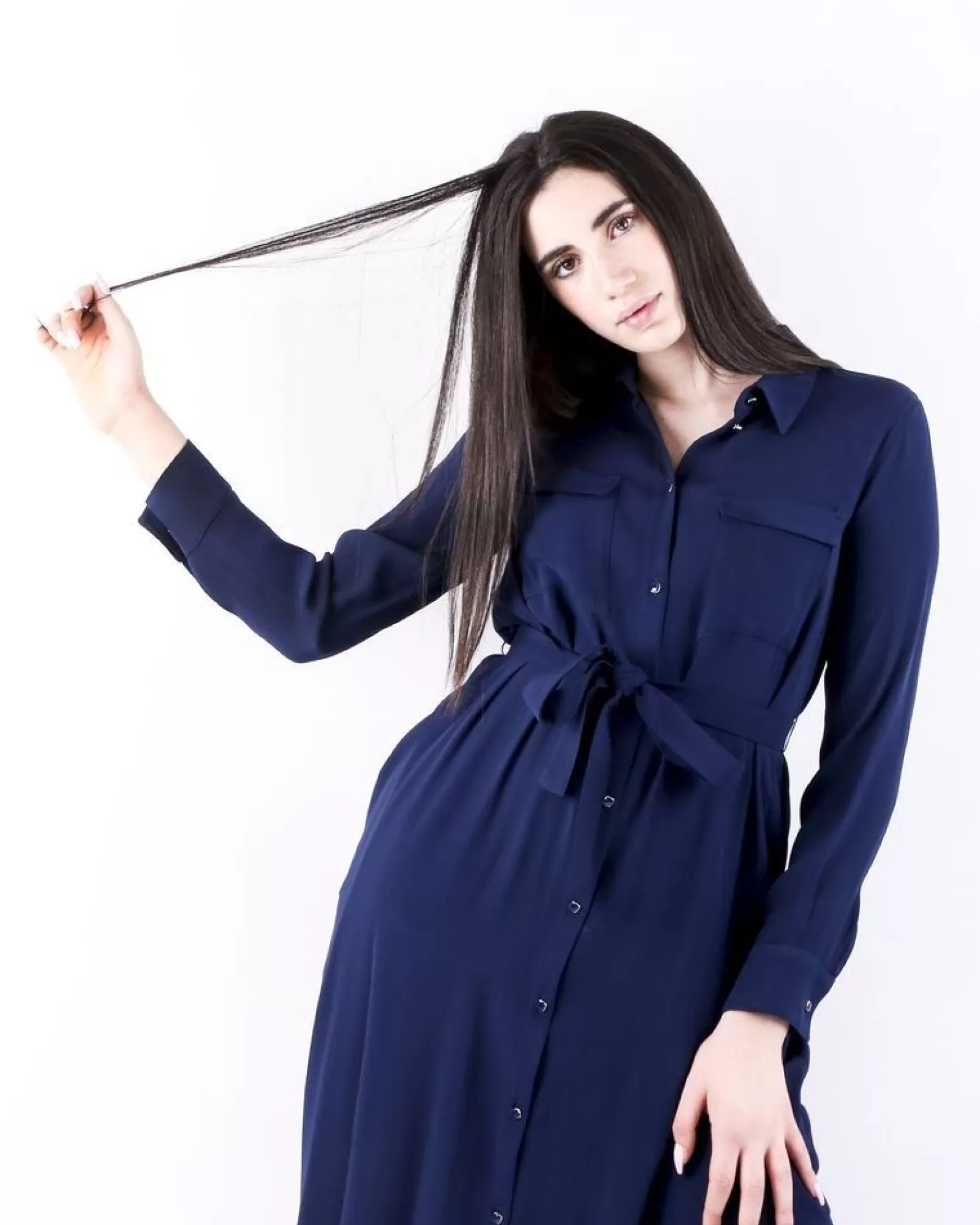 La Piscine Paris Robe chemisier en crêpe e Momoni Bleu Discount