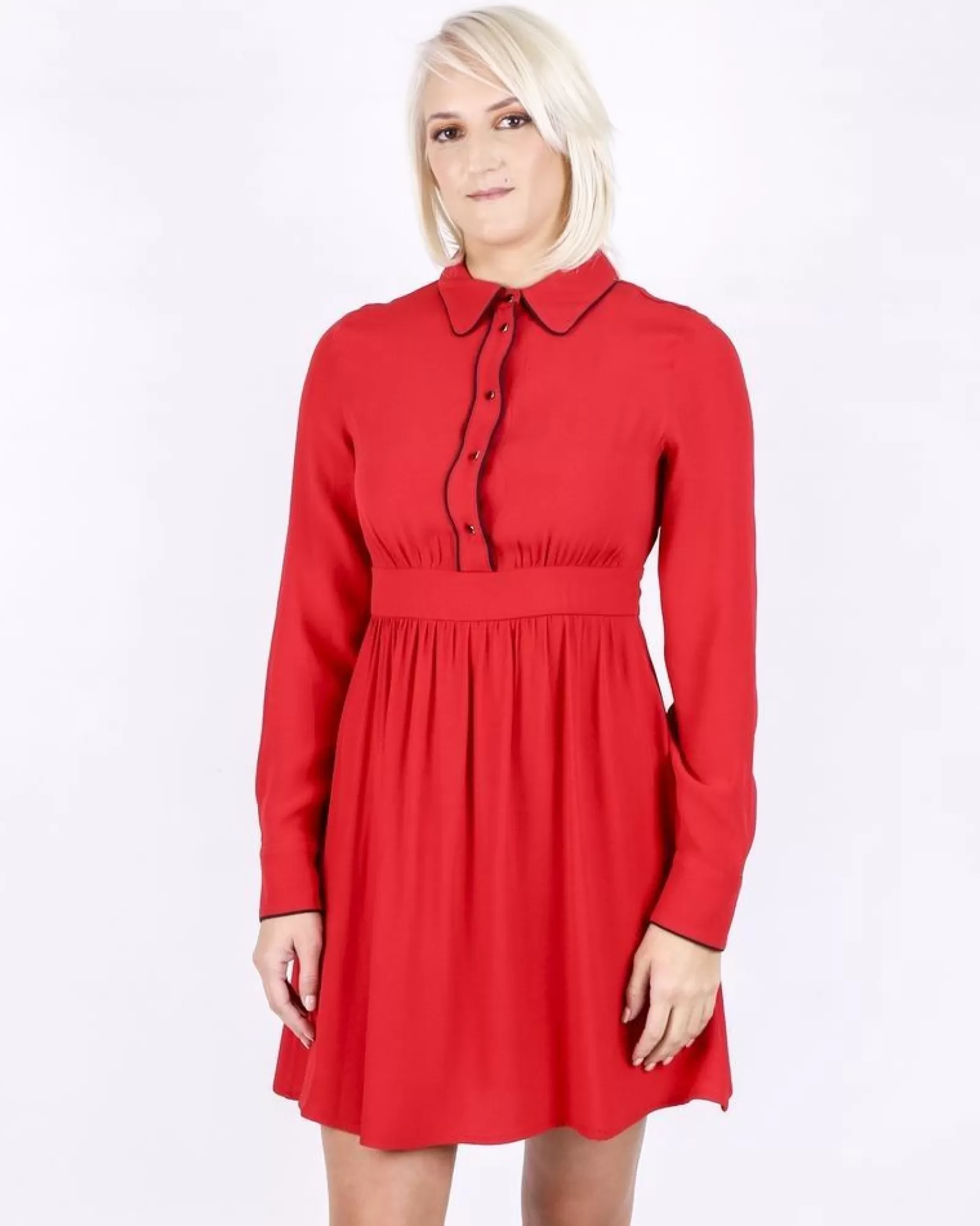 La Piscine Paris Robe chemisier en crêpe Momoni Rouge Shop
