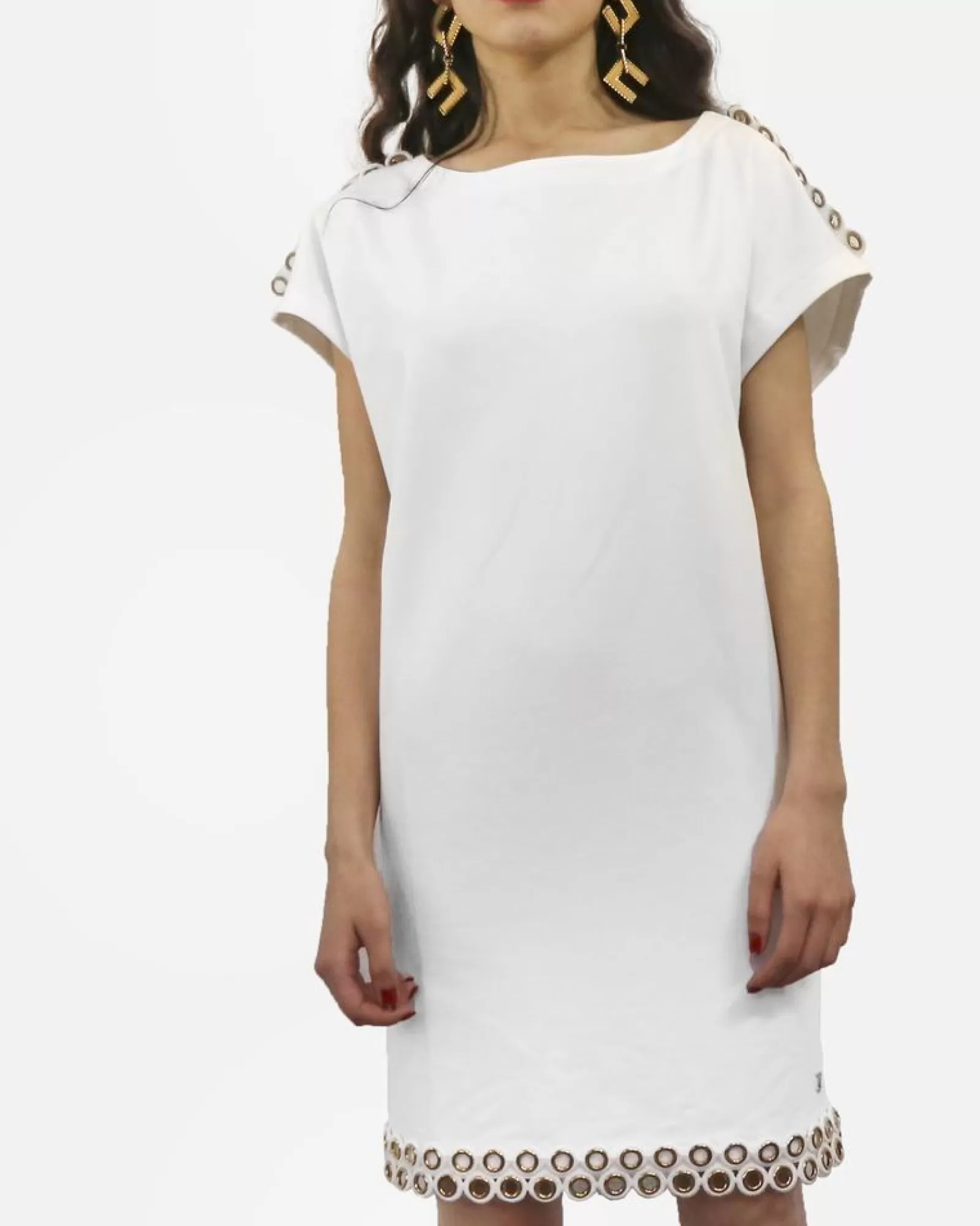 La Piscine Paris Robe courte en coton à fantaisie œillets dorée Jijil Blanc Flash Sale