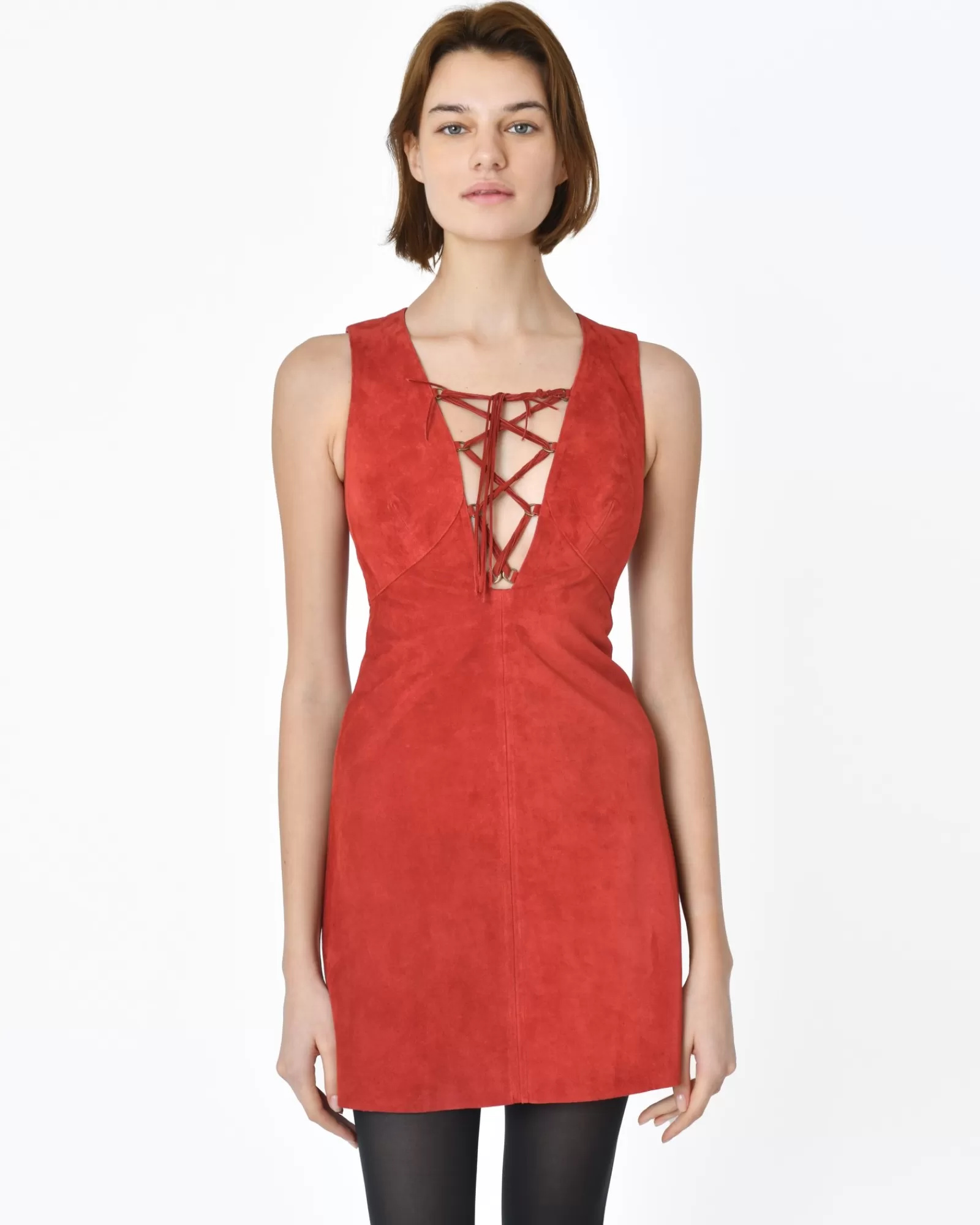La Piscine Paris Robe cuir terre Plein Sud Rouge Cheap