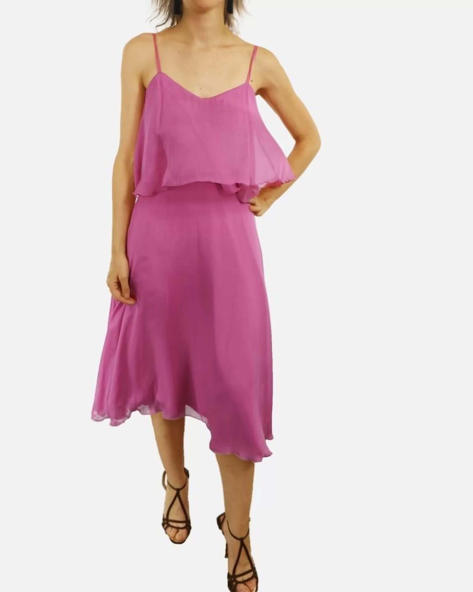 La Piscine Paris Robe de cocktail en soie Space Simona Corsellini Rose Cheap