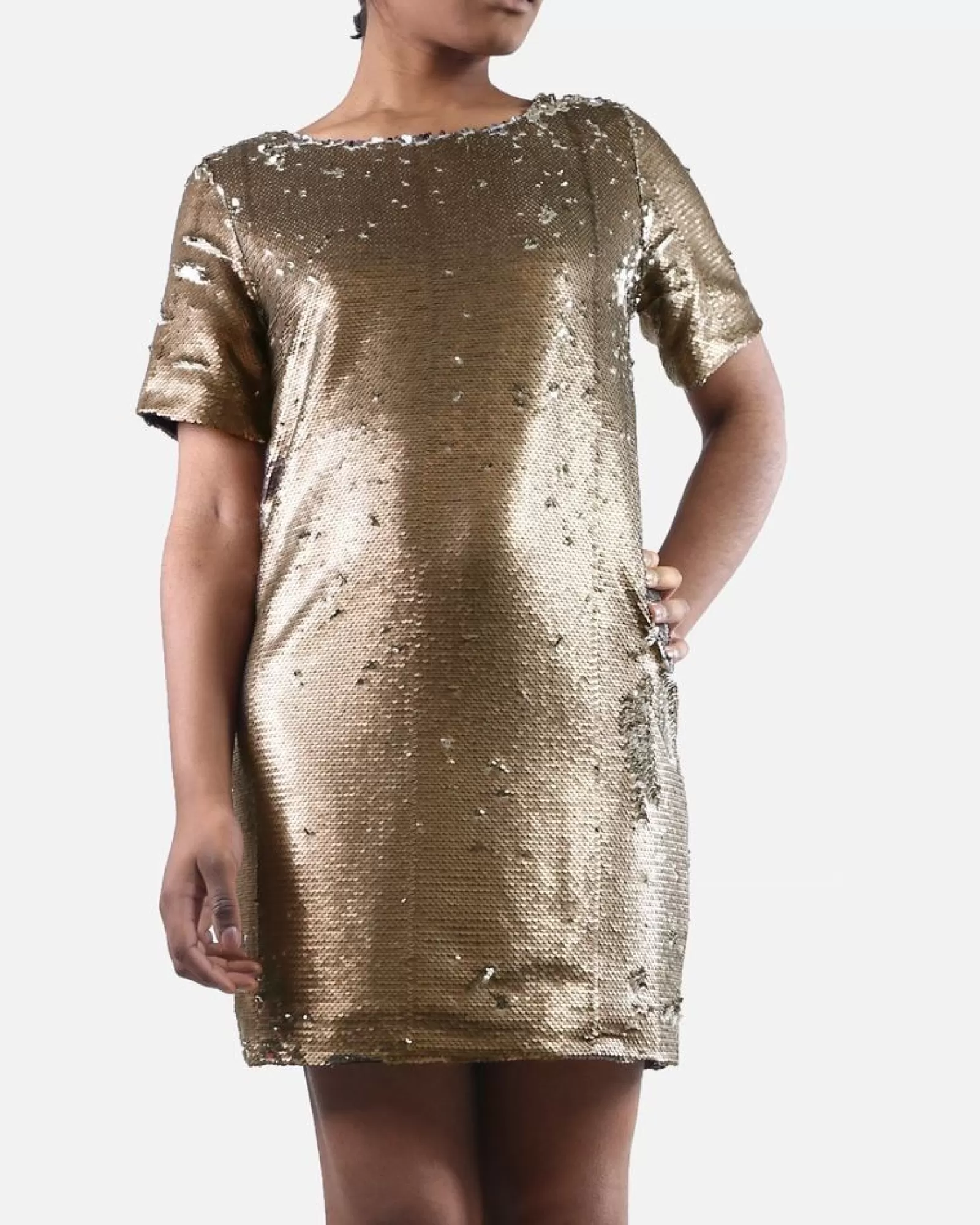 La Piscine Paris Robe e/argent à sequins Isabelle Blanche Doré Clearance