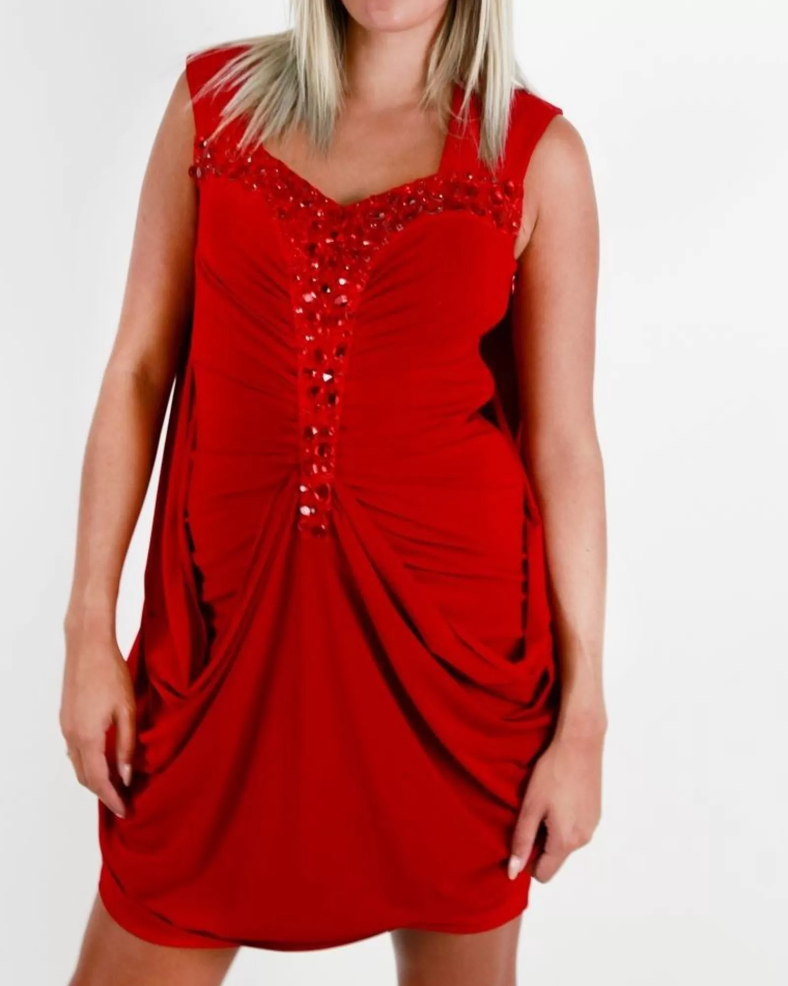 La Piscine Paris Robe drapée à broderies Bain De Nuit Rouge New