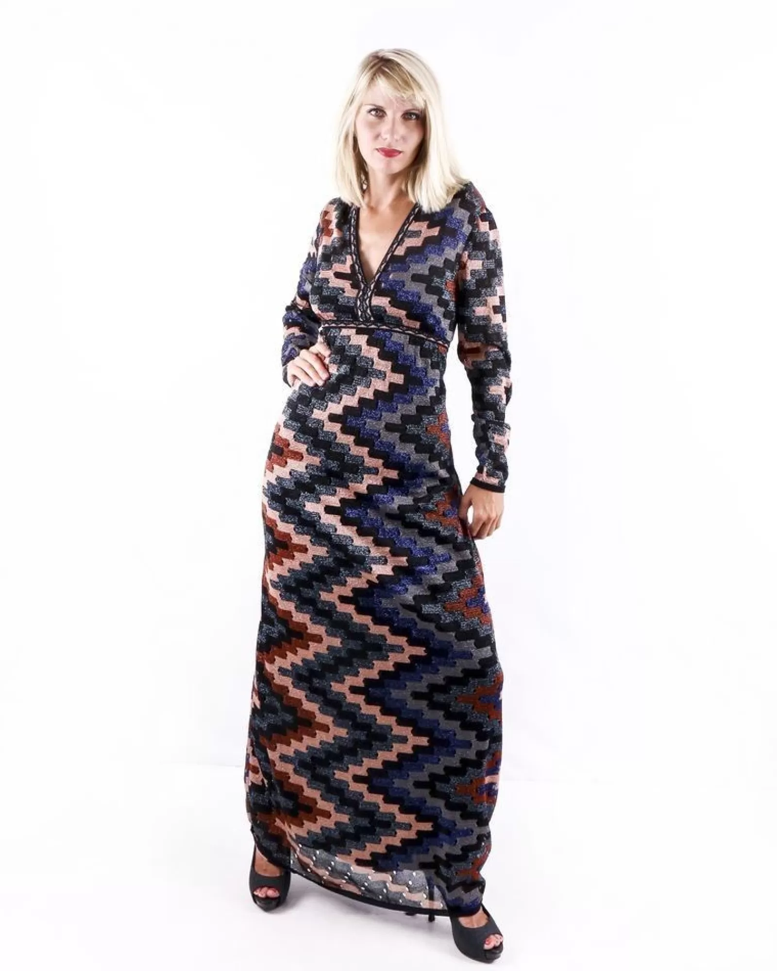 La Piscine Paris Robe empire multicolore à motifs géométriques Missoni Noir Online
