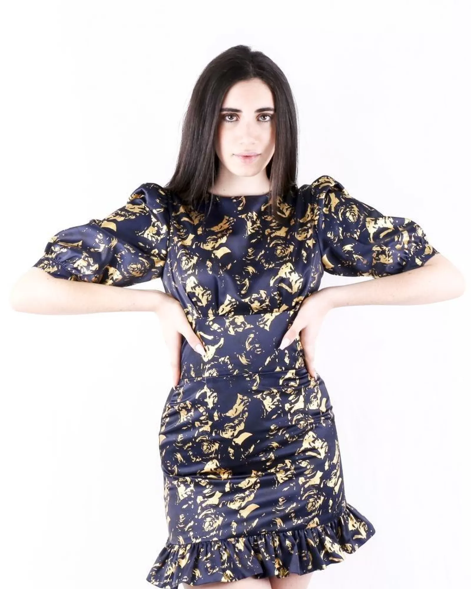 La Piscine Paris Robe en brocart bicolore à motifs abstraits Misha Bleu Fashion