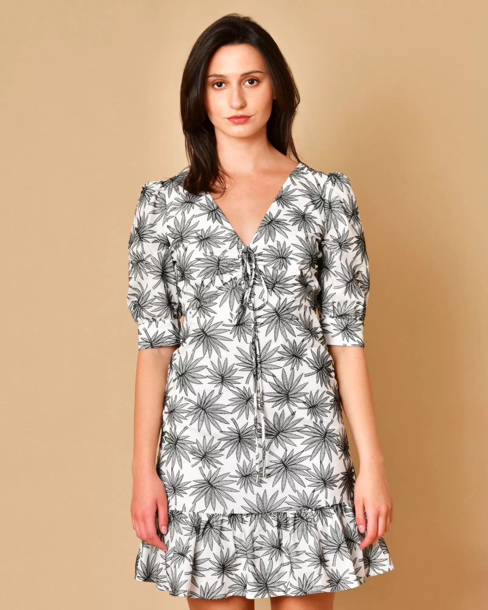La Piscine Paris Robe en coton à motifs palmiers Michael Kors Blanc Discount
