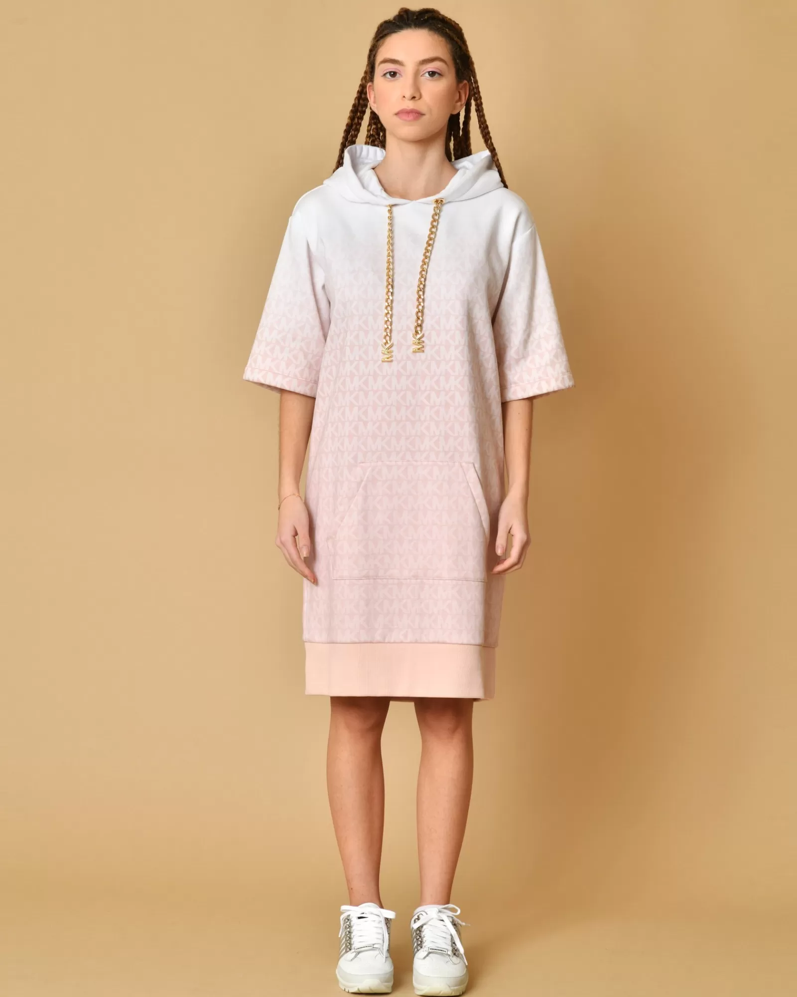 La Piscine Paris Robe en coton imprimé à capuche Michael Kors Rose Best