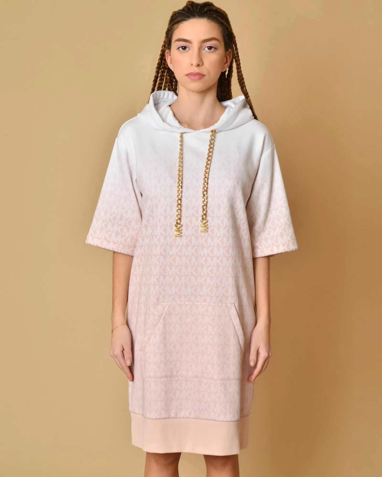 La Piscine Paris Robe en coton imprimé à capuche Michael Kors Rose Best