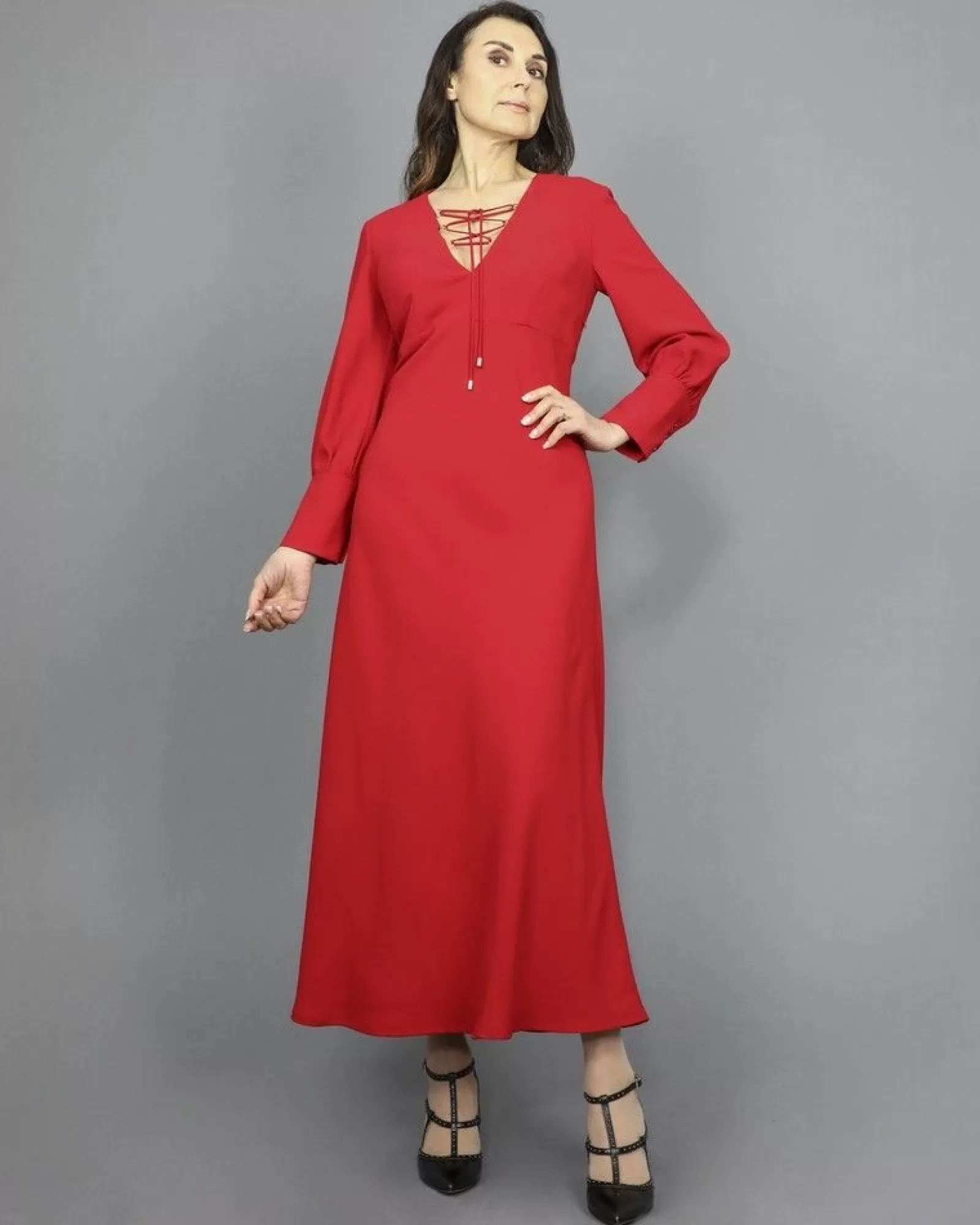 La Piscine Paris Robe en crêpe à lacets Space Simona Corsellini Rouge Outlet
