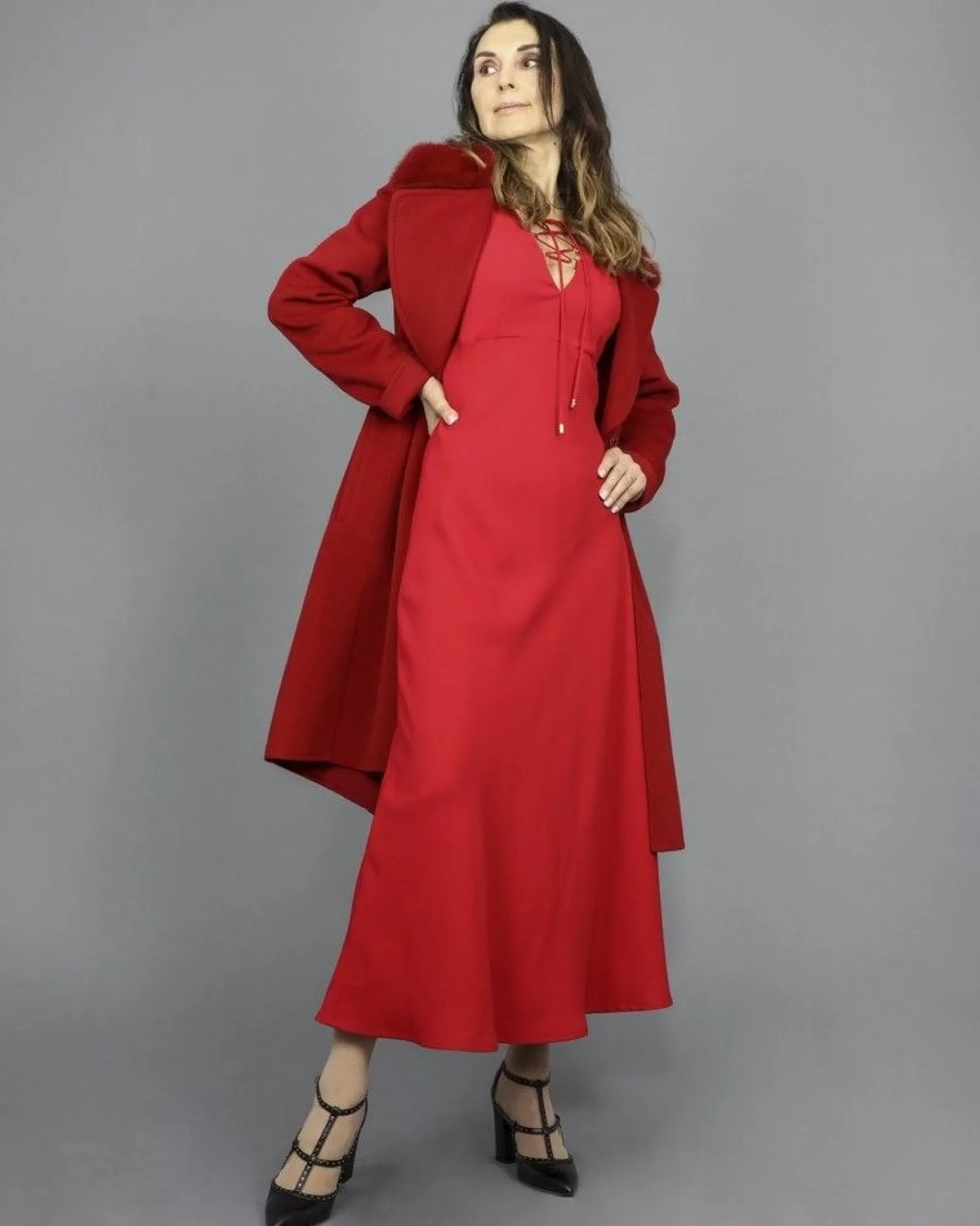 La Piscine Paris Robe en crêpe à lacets Space Simona Corsellini Rouge Outlet