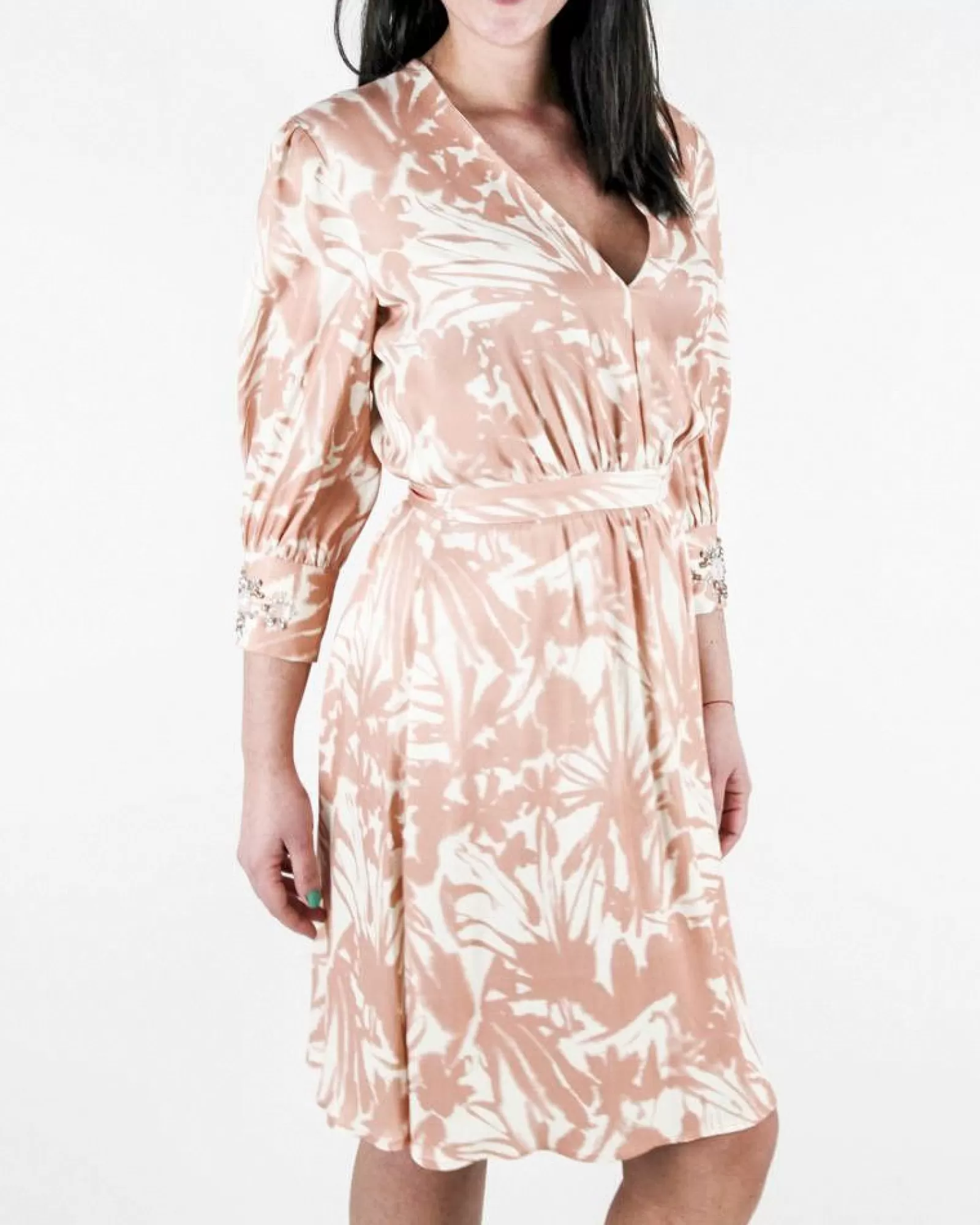 La Piscine Paris Robe en crêpe avec col en V et à imprimé floral Elisabetta Franchi Rose Discount