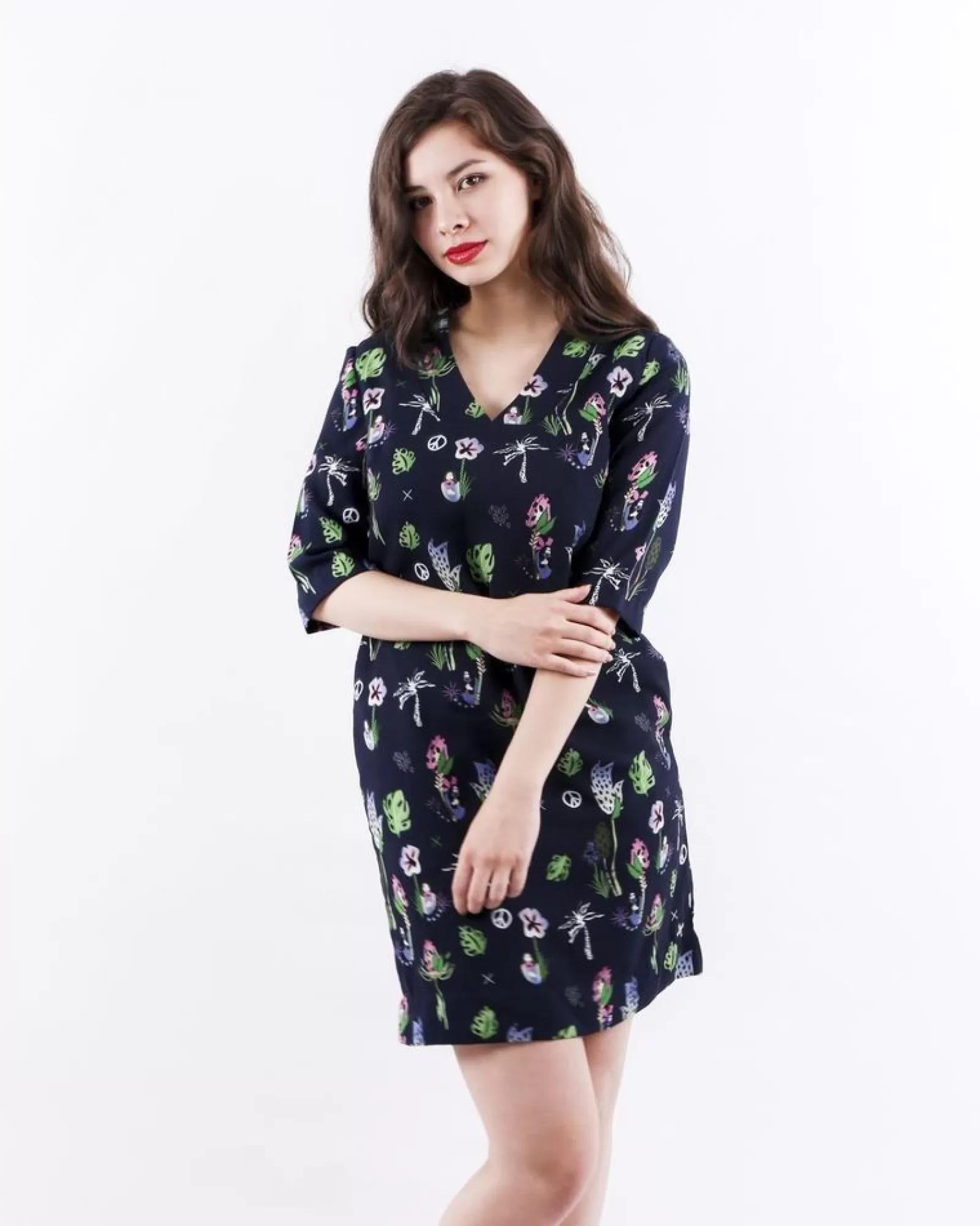 La Piscine Paris Robe en crêpe à imprimé floral SVNTY Bleu Fashion