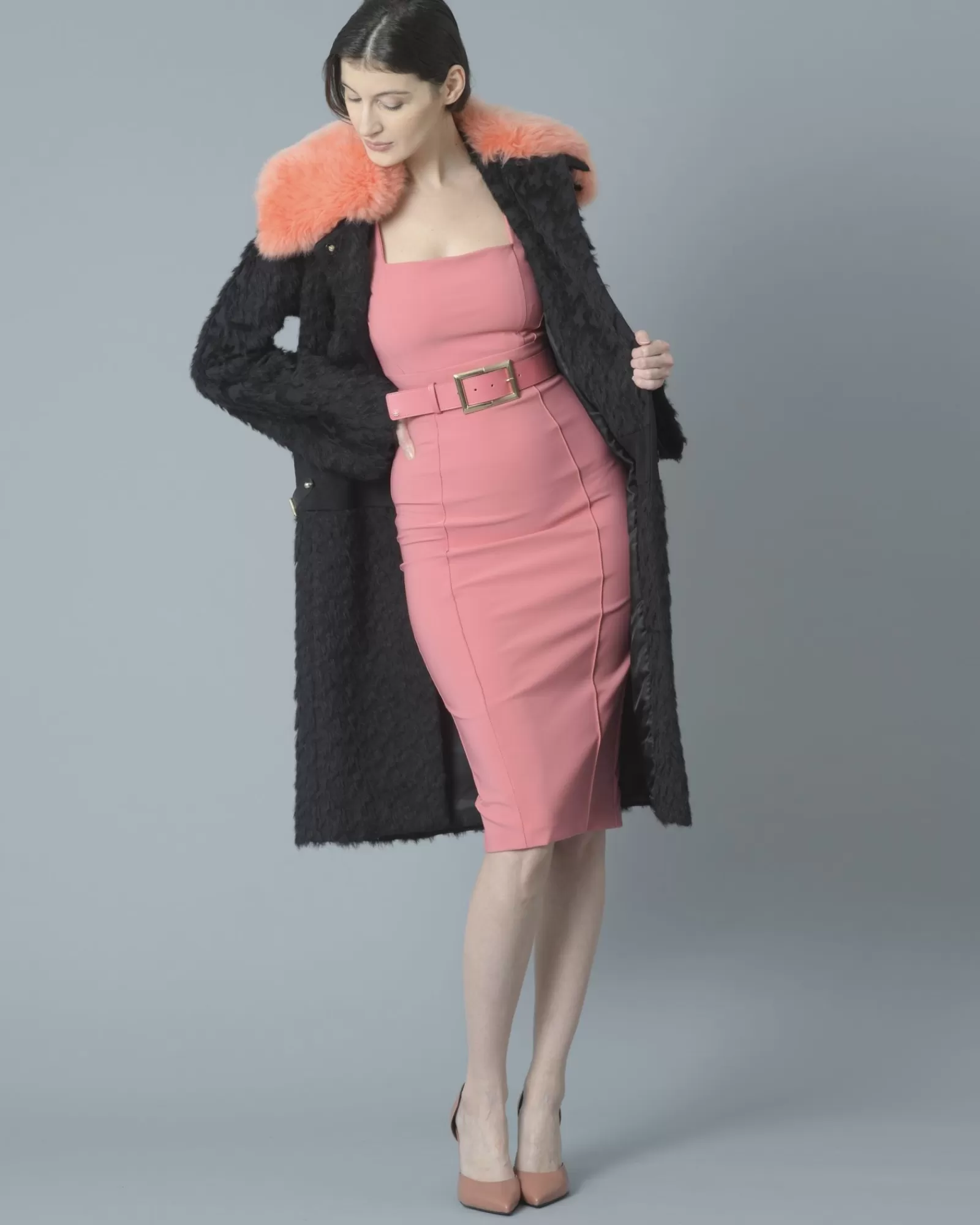 La Piscine Paris Robe en crêpe stretch avec ceinture Elisabetta Franchi Rose Outlet