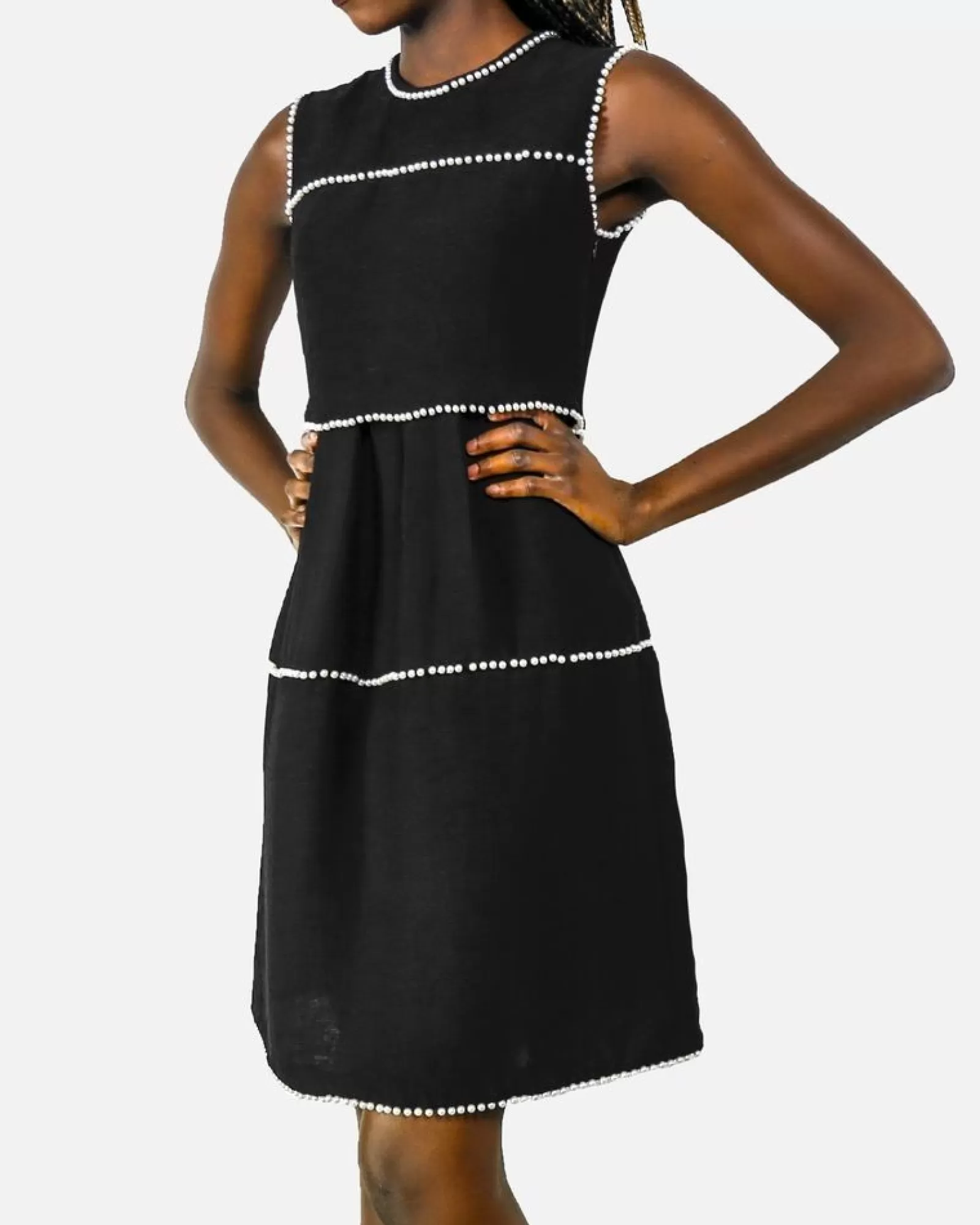 La Piscine Paris Robe en crêpe texturé à perle nacré Edward Achour Noir Outlet